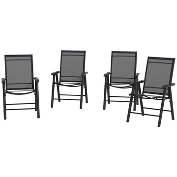 Outsunny 4-Piece Folding Patio Dining Chair Set, Black