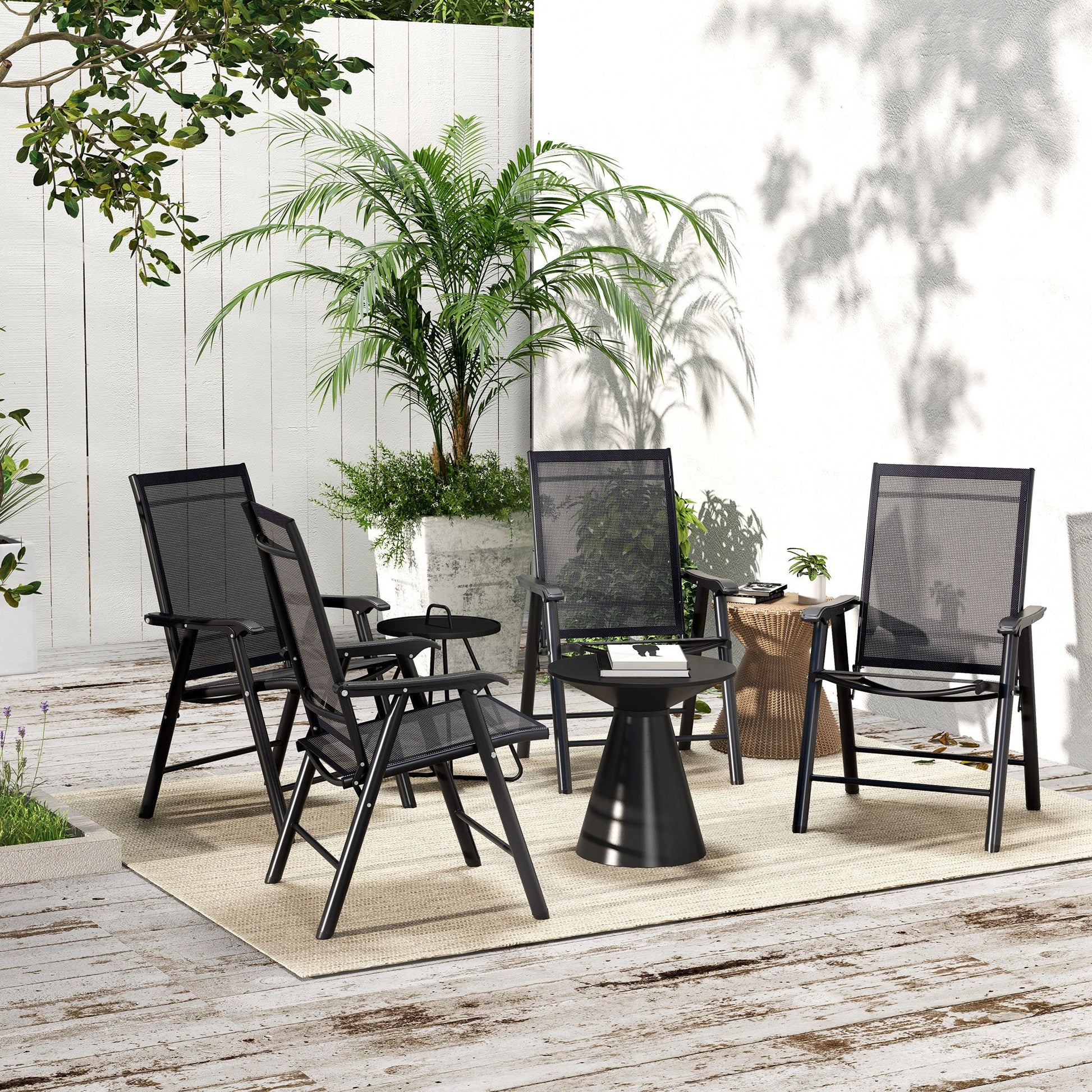 Outsunny 4-Piece Folding Patio Dining Chair Set, Black