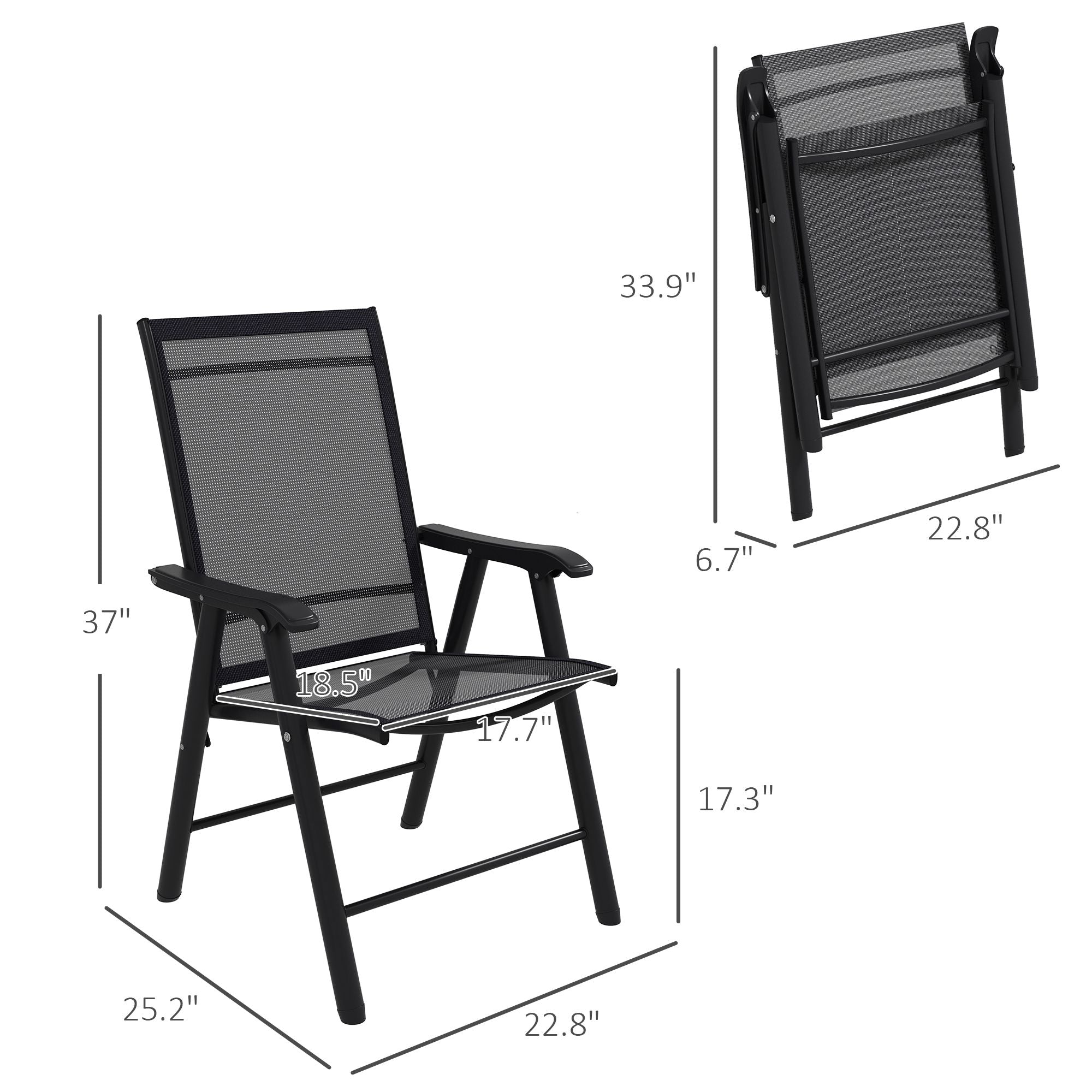 Outsunny 4-Piece Folding Patio Dining Chair Set, Black