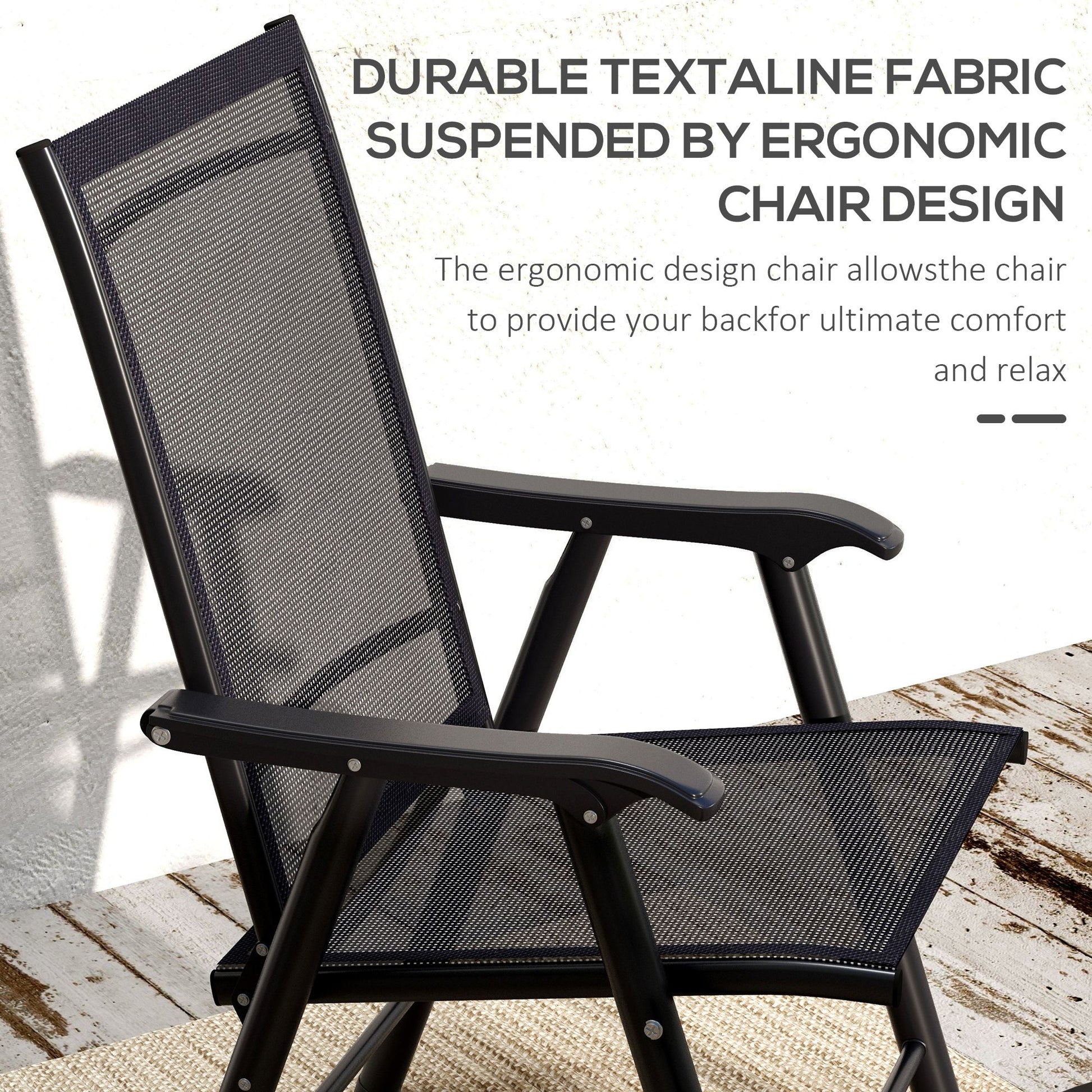 Outsunny 4-Piece Folding Patio Dining Chair Set, Black