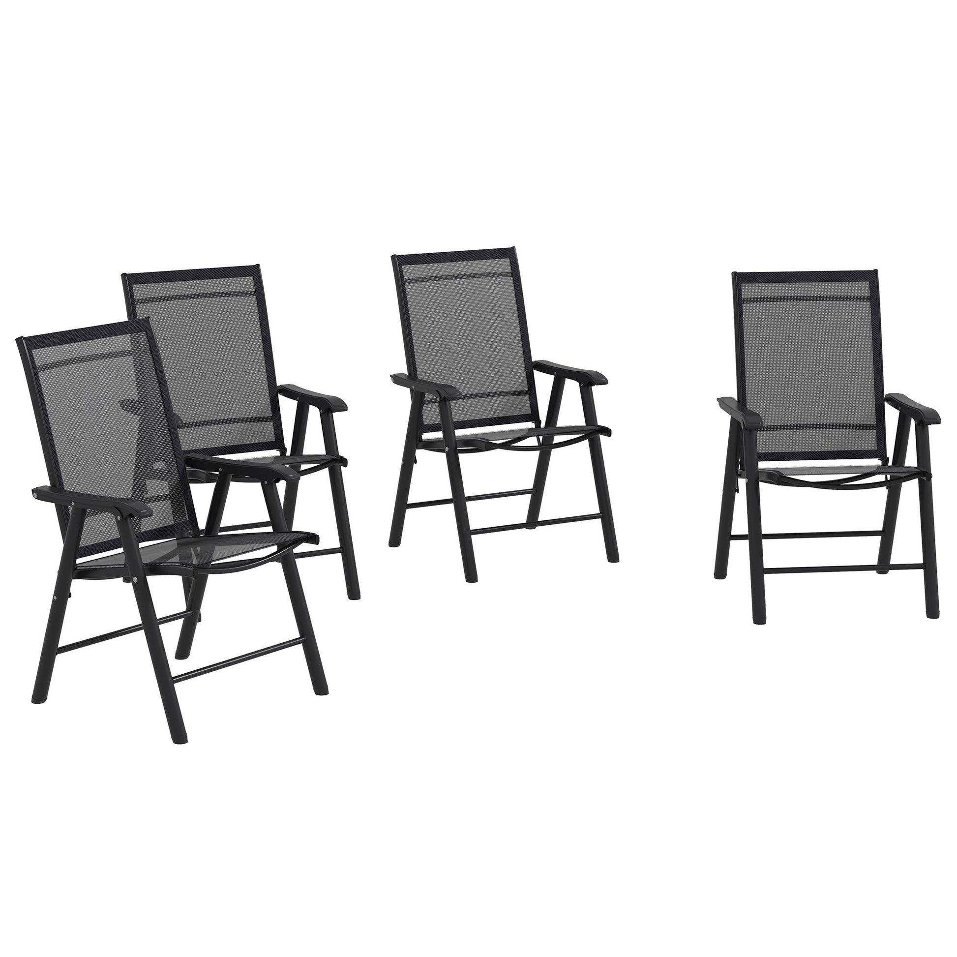 Outsunny 4-Piece Folding Patio Dining Chair Set, Black
