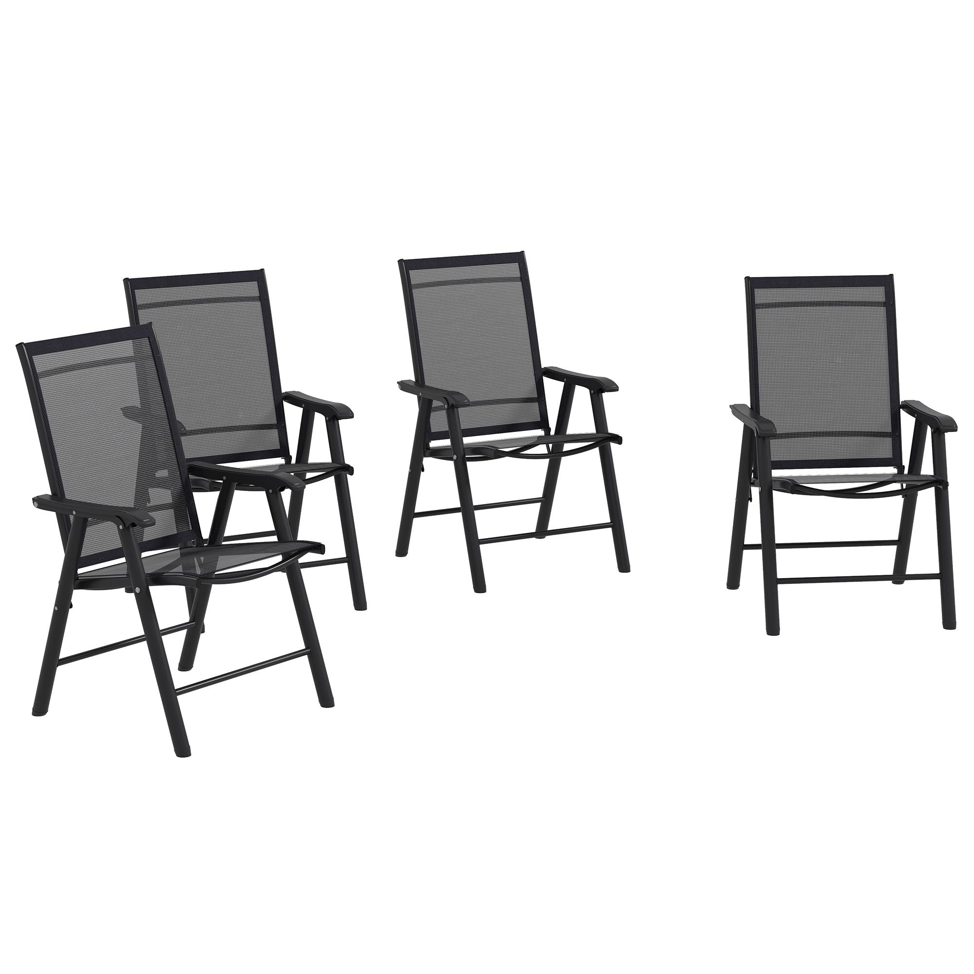 Outsunny 4-Piece Folding Patio Dining Chair Set, Black