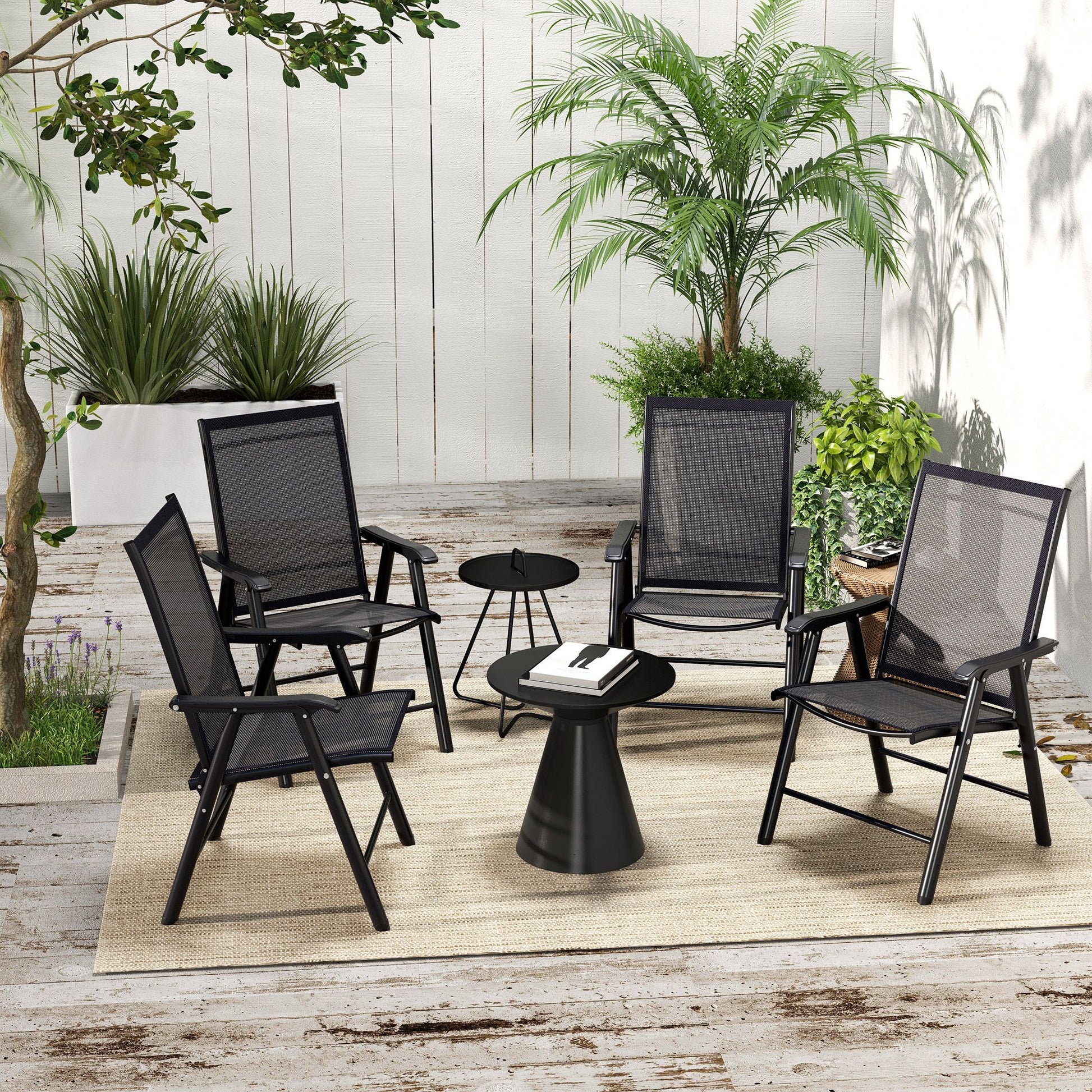 Outsunny 4-Piece Folding Patio Dining Chair Set, Black