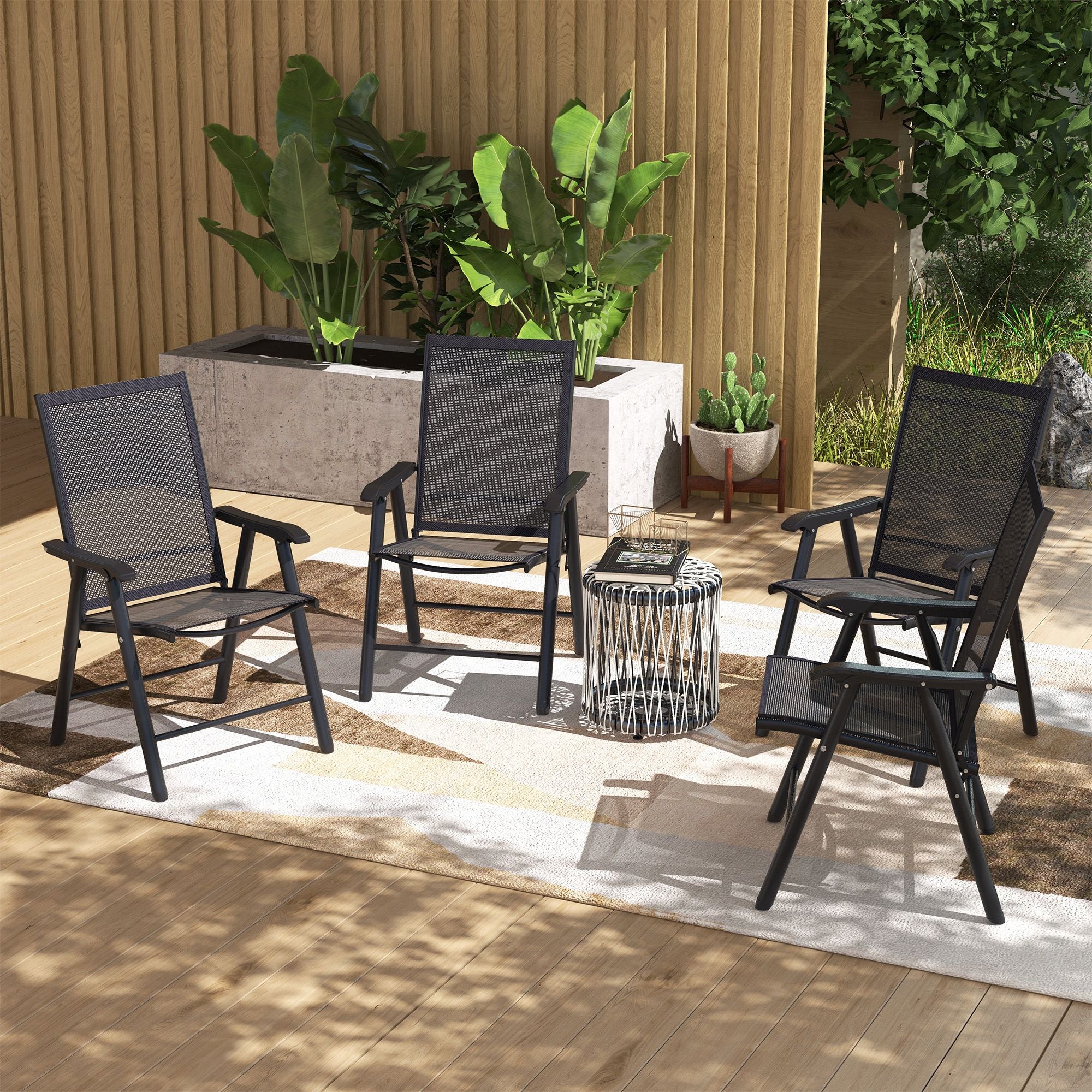 Outsunny 4-Piece Folding Patio Dining Chair Set, Black
