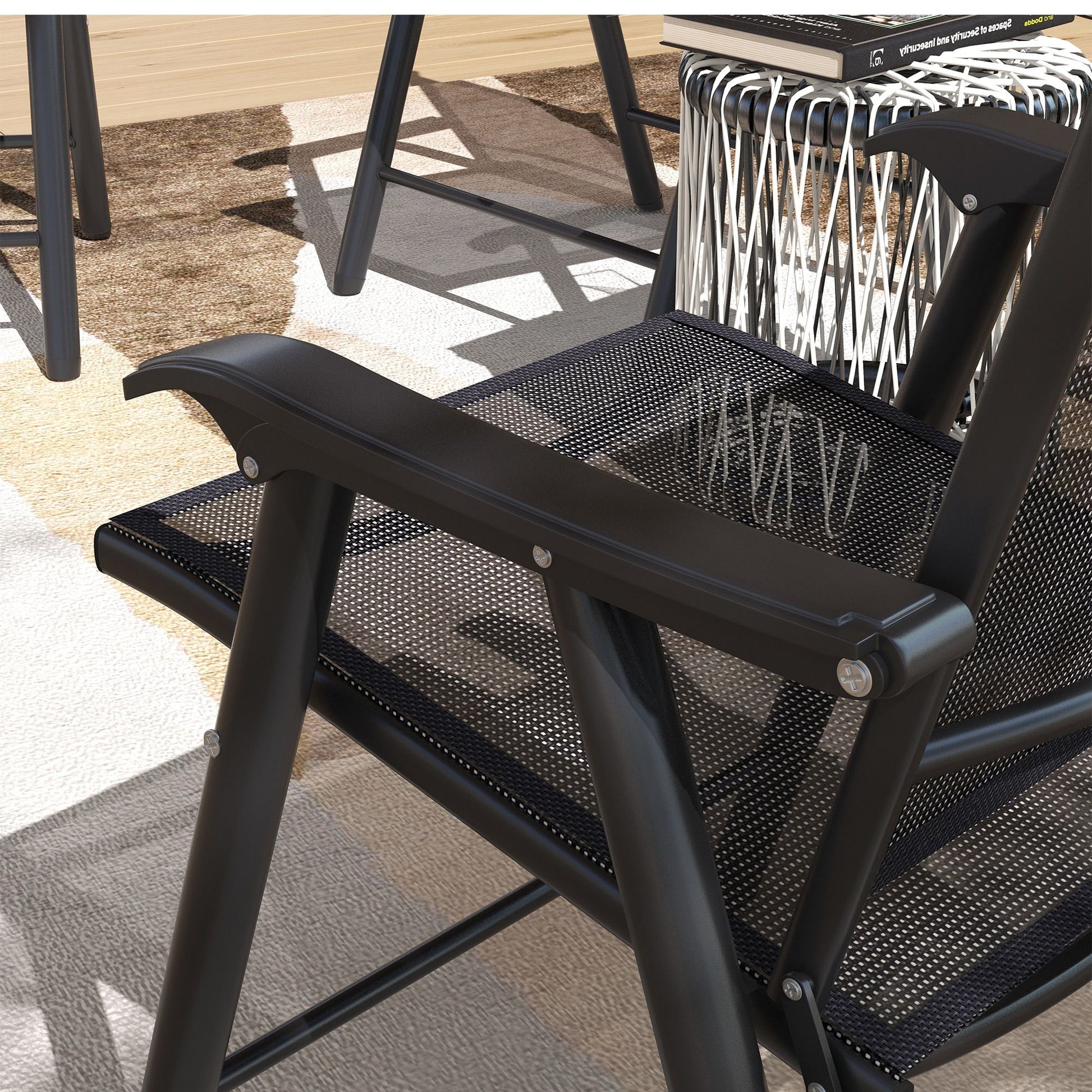 Outsunny 4-Piece Folding Patio Dining Chair Set, Black