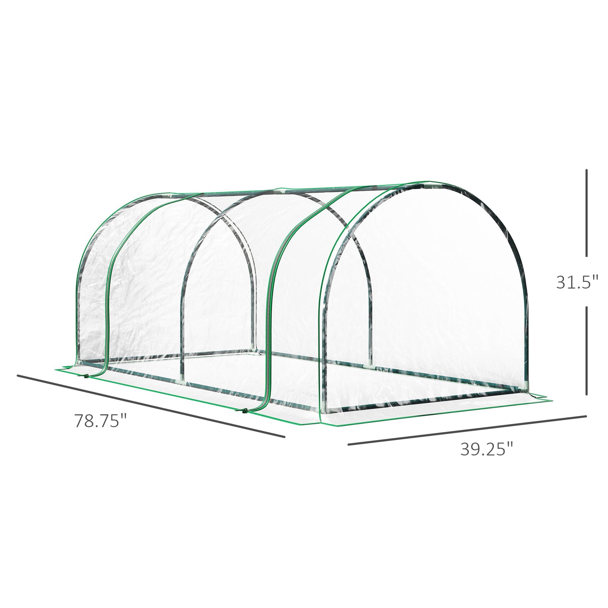 Outsunny 7 x 3 x 2.5 ft Mini Greenhouse with Zippered Doors, Clear