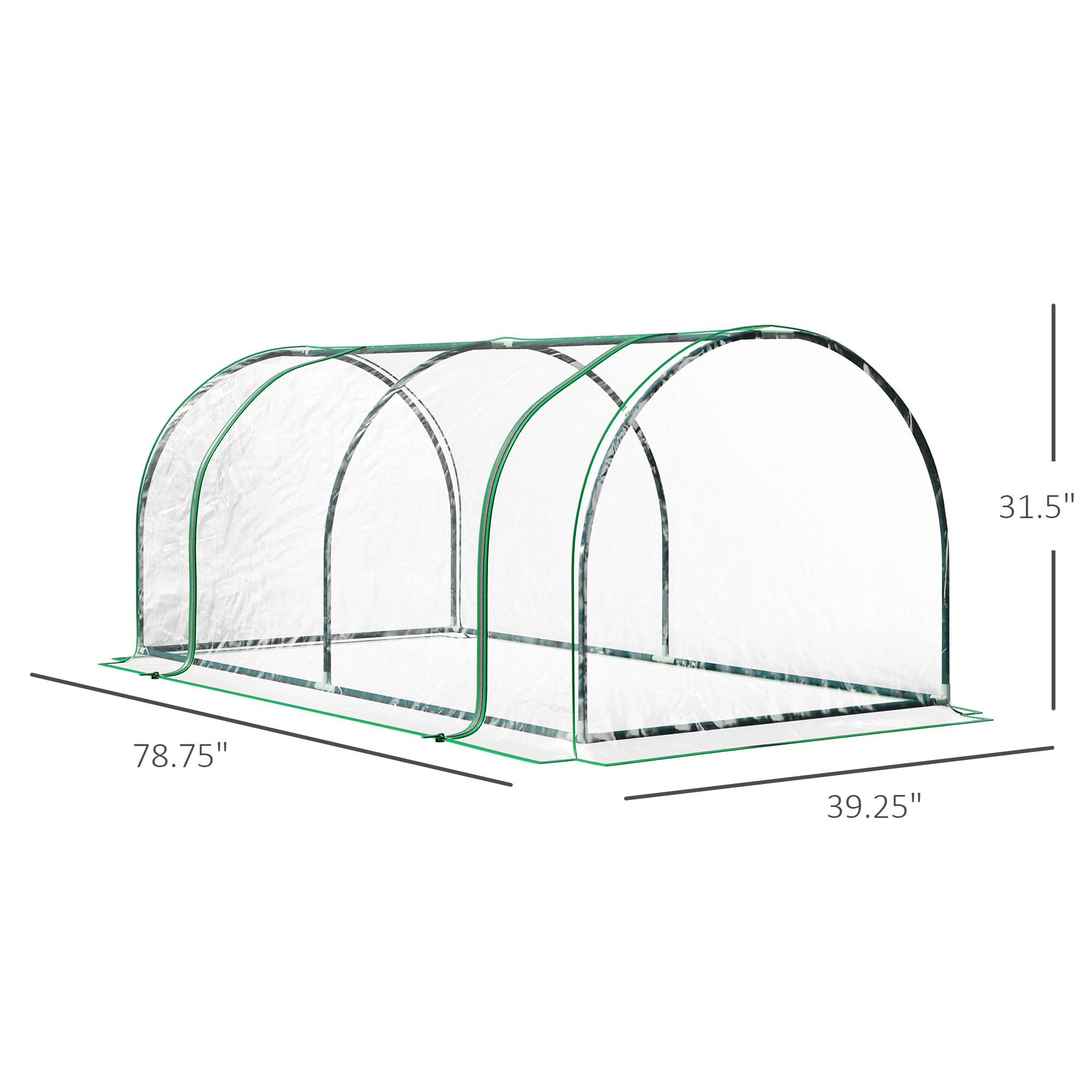 Outsunny 7 x 3 x 2.5 ft Mini Greenhouse with Zippered Doors, Clear