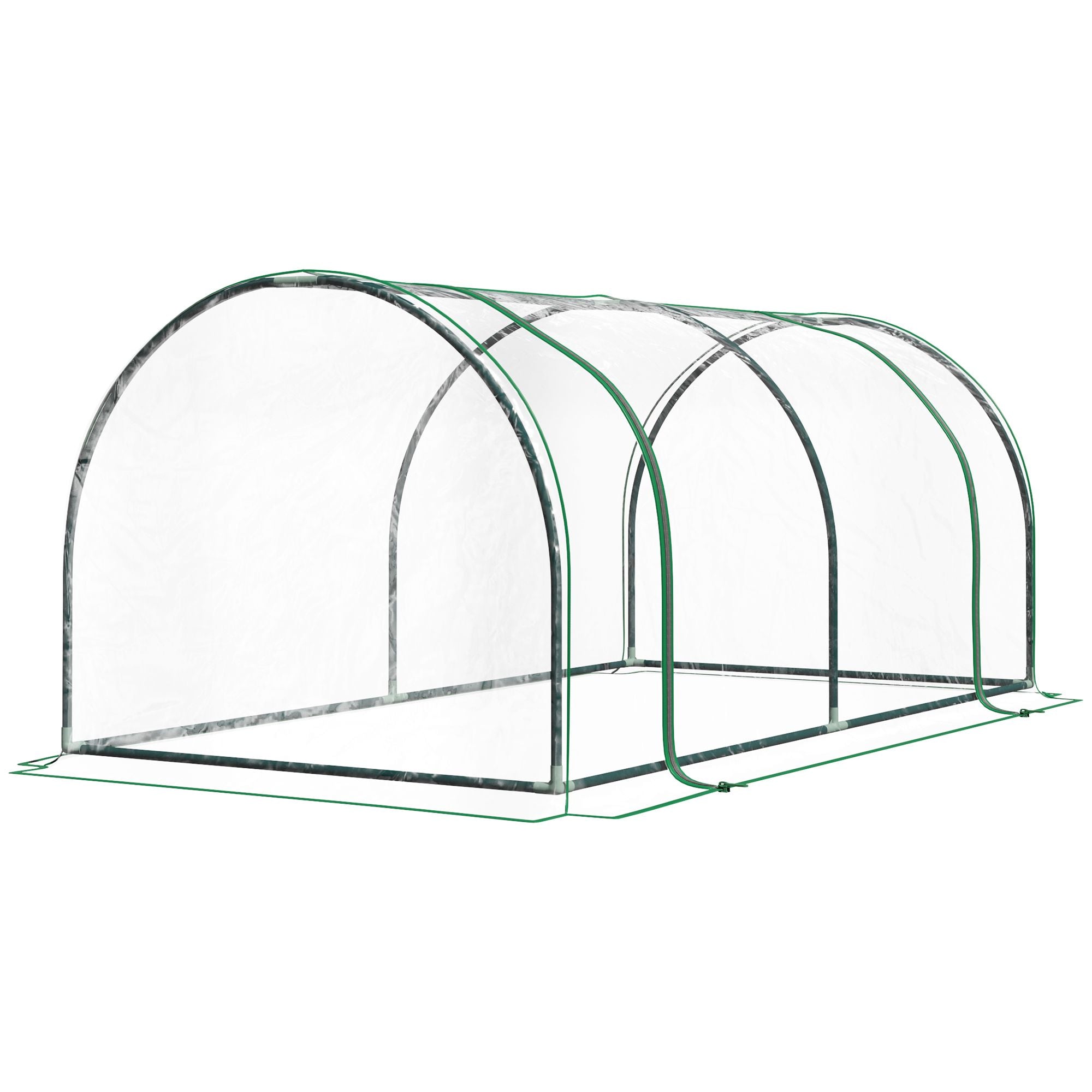 Outsunny 7 x 3 x 2.5 ft Mini Greenhouse with Zippered Doors, Clear