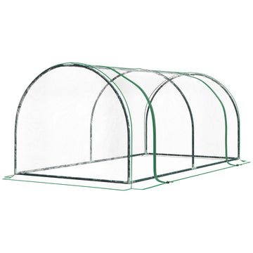 Outsunny 7 x 3 x 2.5 ft Mini Greenhouse with Zippered Doors, Clear