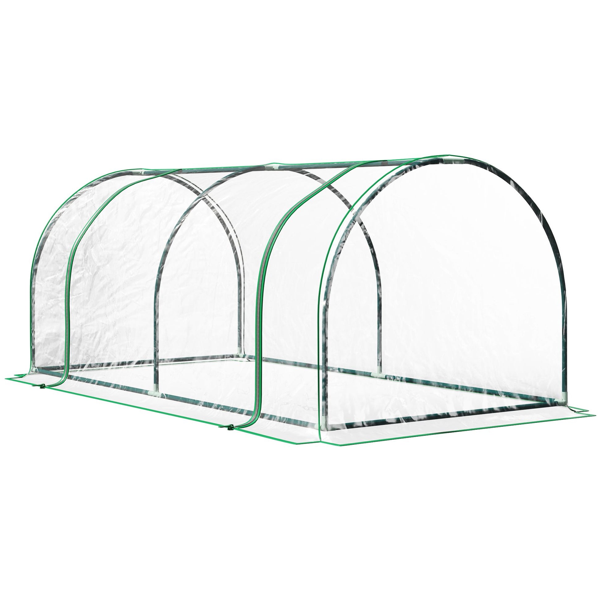 Outsunny 7 x 3 x 2.5 ft Mini Greenhouse with Zippered Doors, Clear
