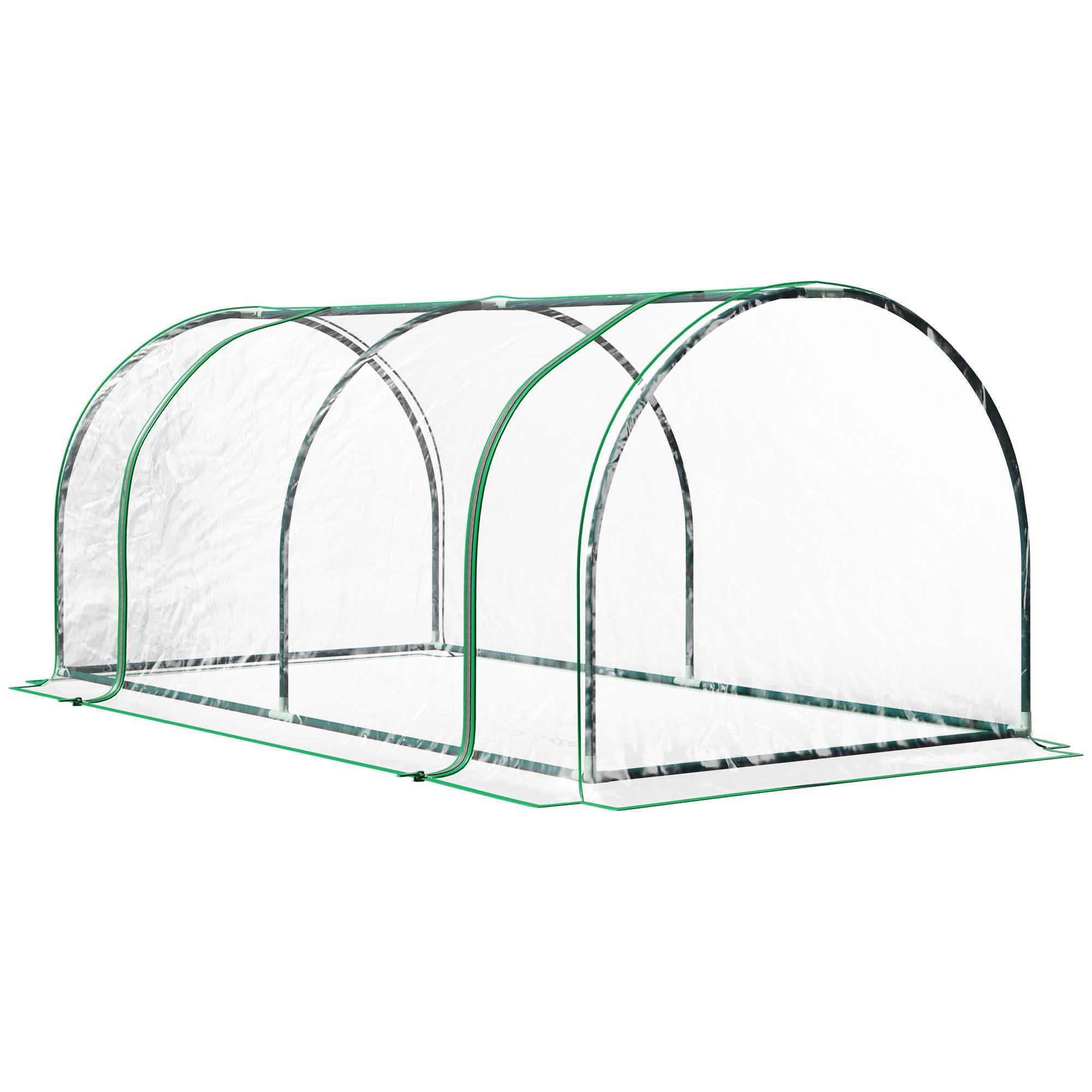 Outsunny 7 x 3 x 2.5 ft Mini Greenhouse with Zippered Doors, Clear