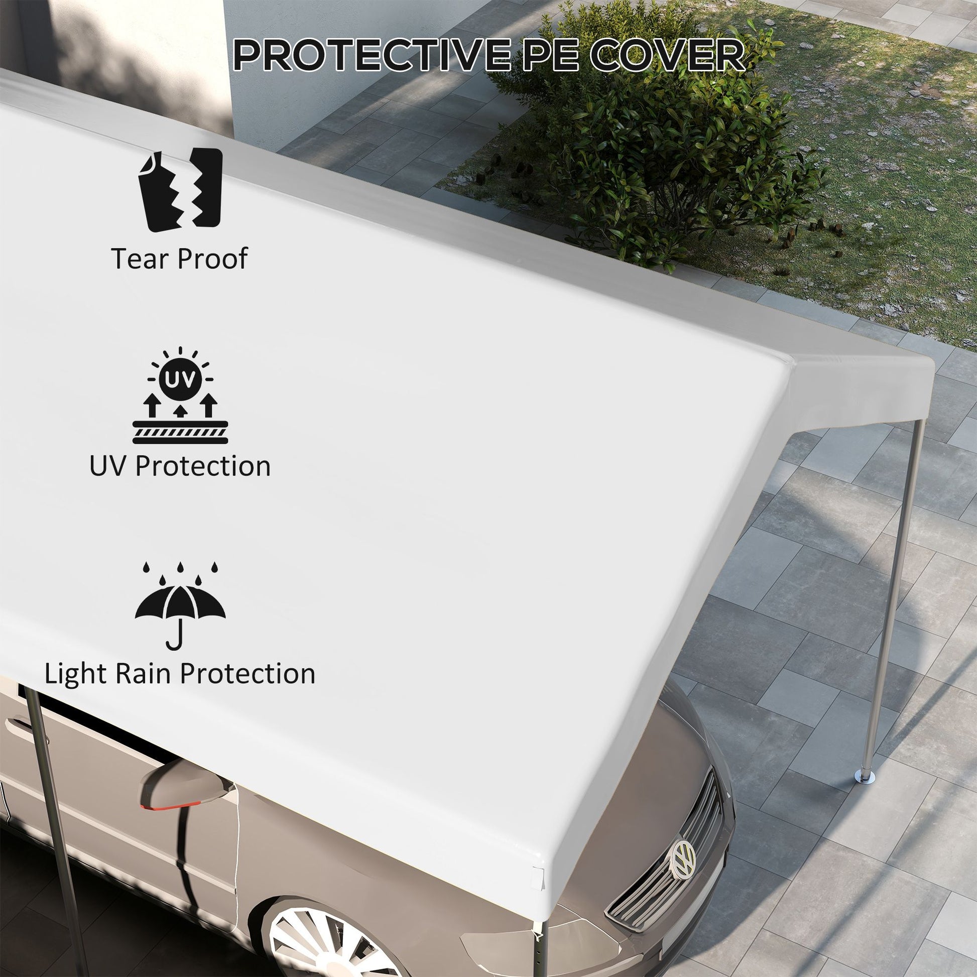 Outsunny 19.7 x 9.7 ft Carport Replacement Canopy Cover, White