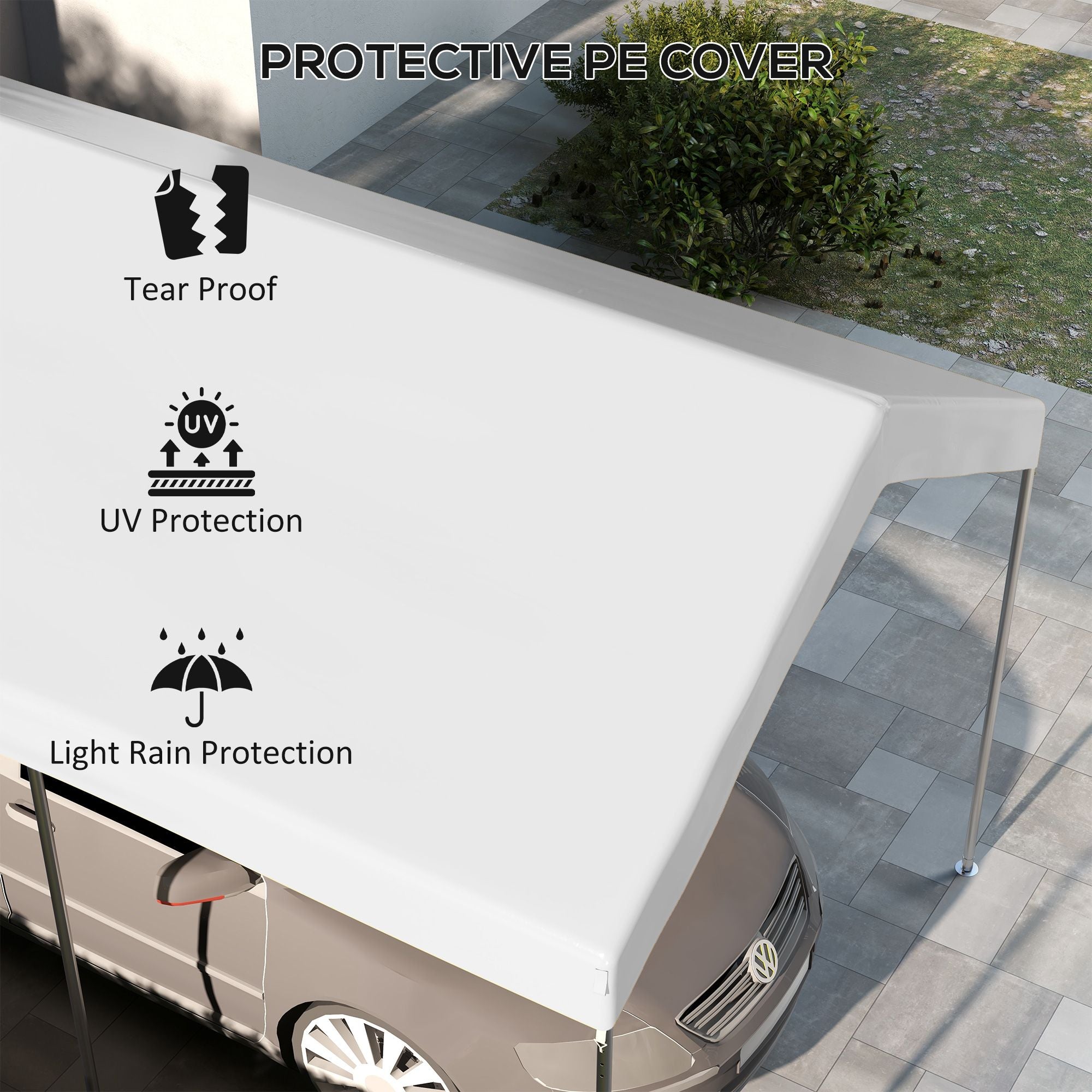 Outsunny 19.7 x 9.7 ft Carport Replacement Canopy Cover, White