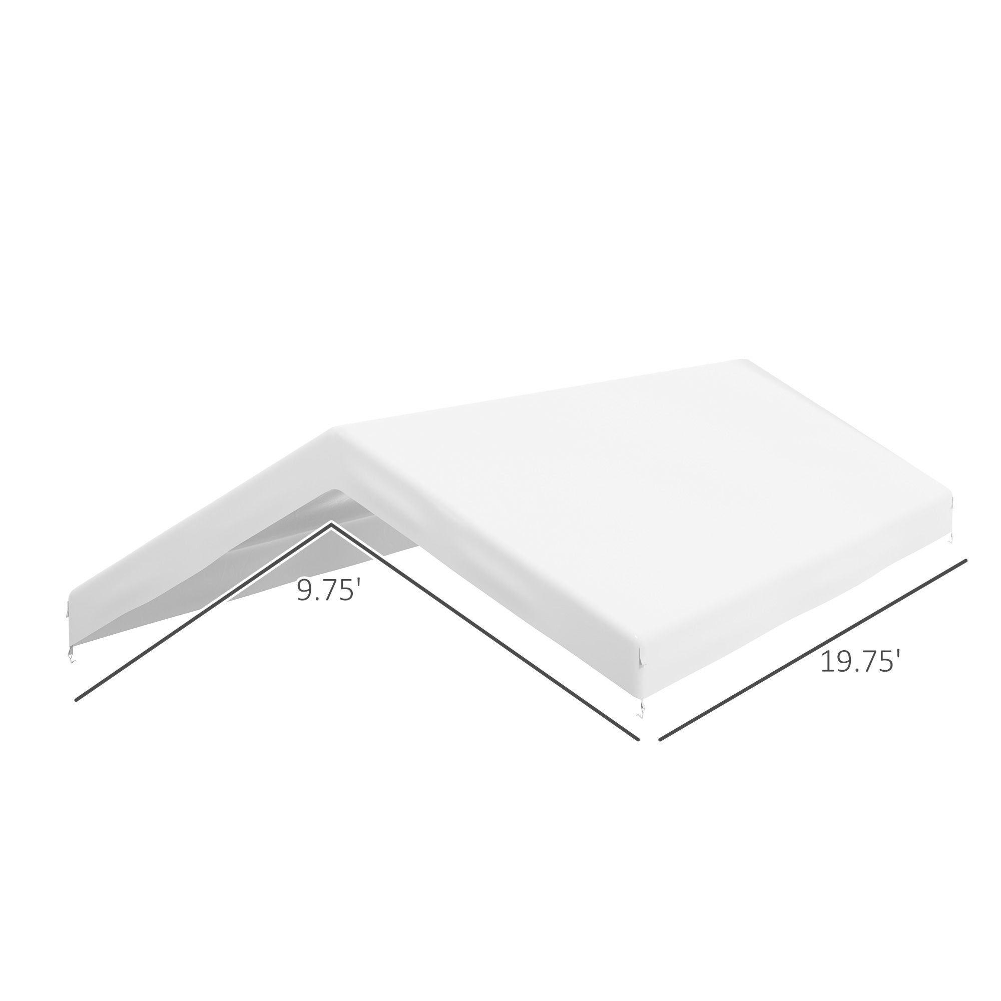 Outsunny 19.7 x 9.7 ft Carport Replacement Canopy Cover, White