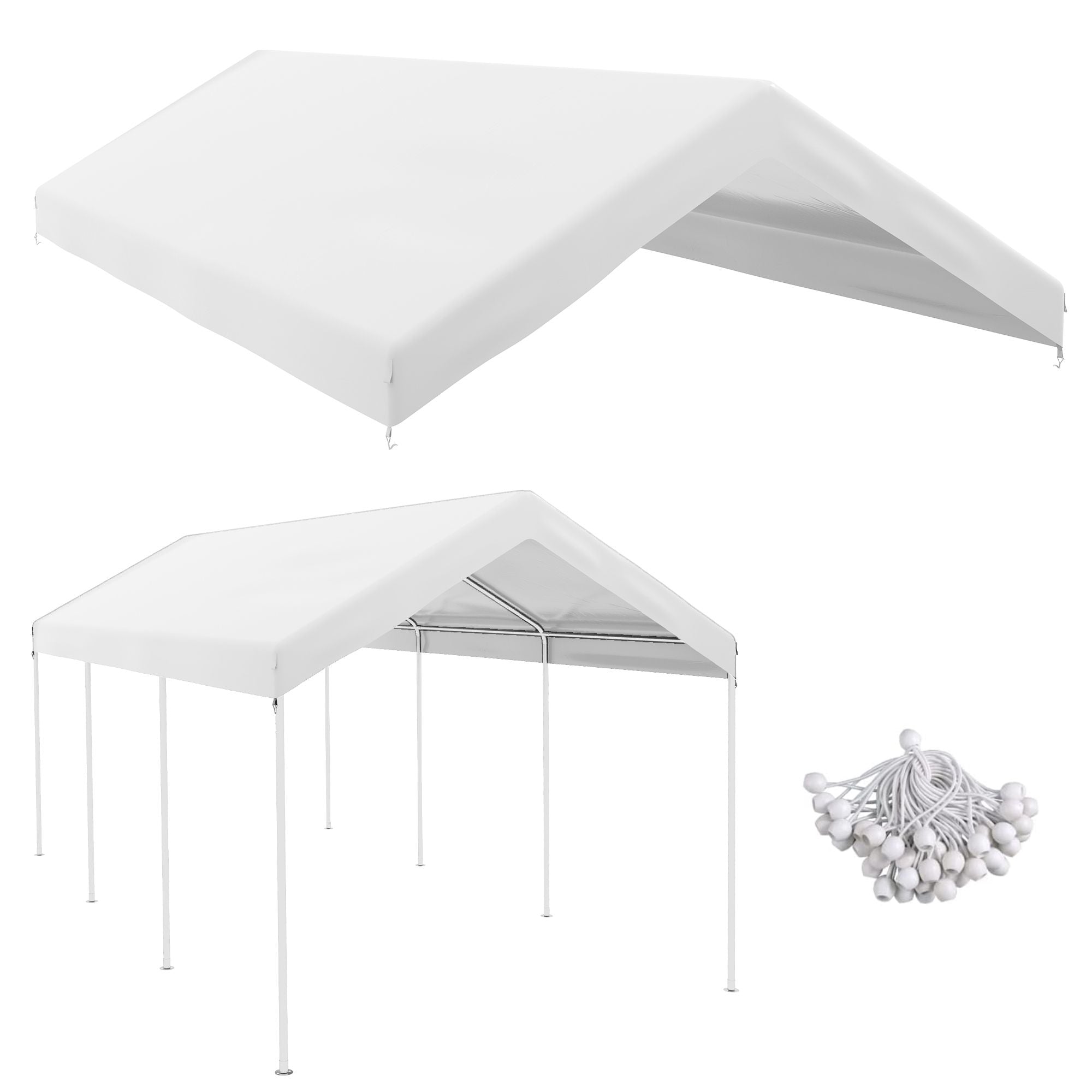 Outsunny 19.7 x 9.7 ft Carport Replacement Canopy Cover, White
