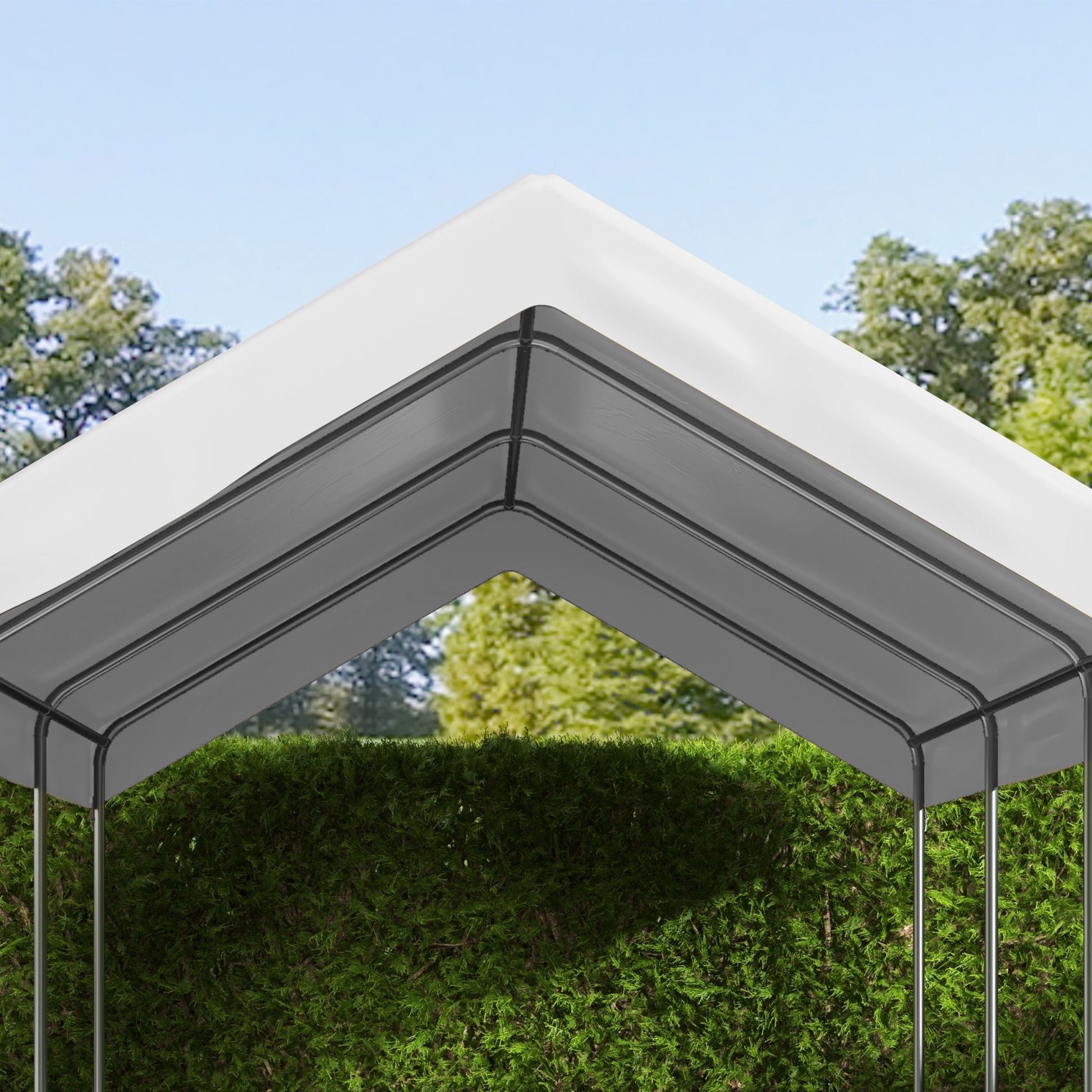 Outsunny 19.7 x 9.7 ft Carport Replacement Canopy Cover, White