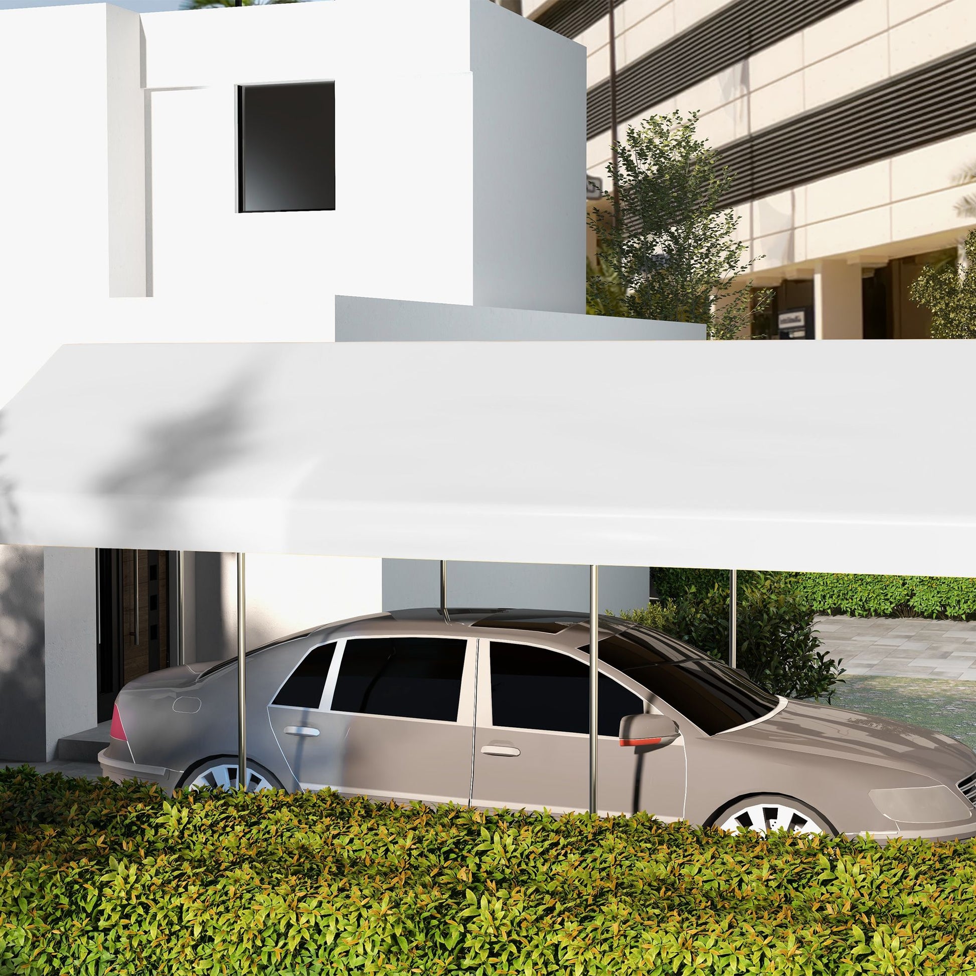 Outsunny 19.7 x 9.7 ft Carport Replacement Canopy Cover, White