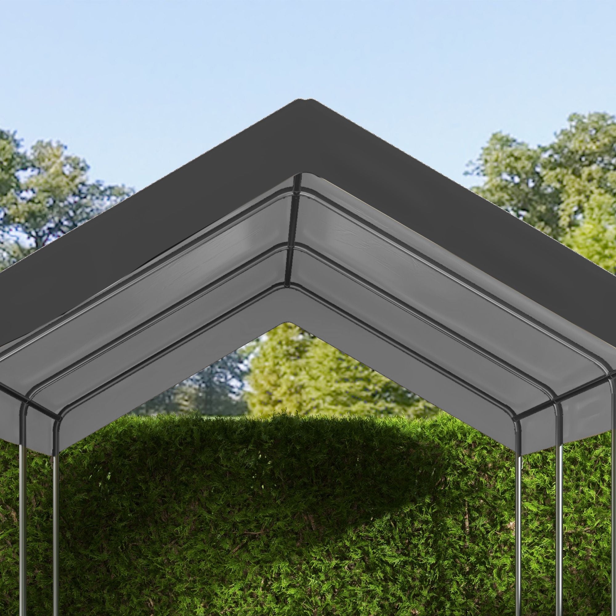 Outsunny 10 x 20 ft Carport Replacement Canopy with Bungee Cords, Dark Gray - product view 9