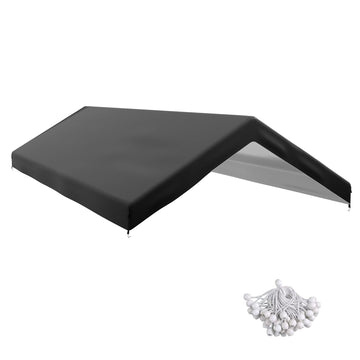 Outsunny 10 x 20 ft Carport Replacement Canopy with Bungee Cords, Dark Gray - product view 1