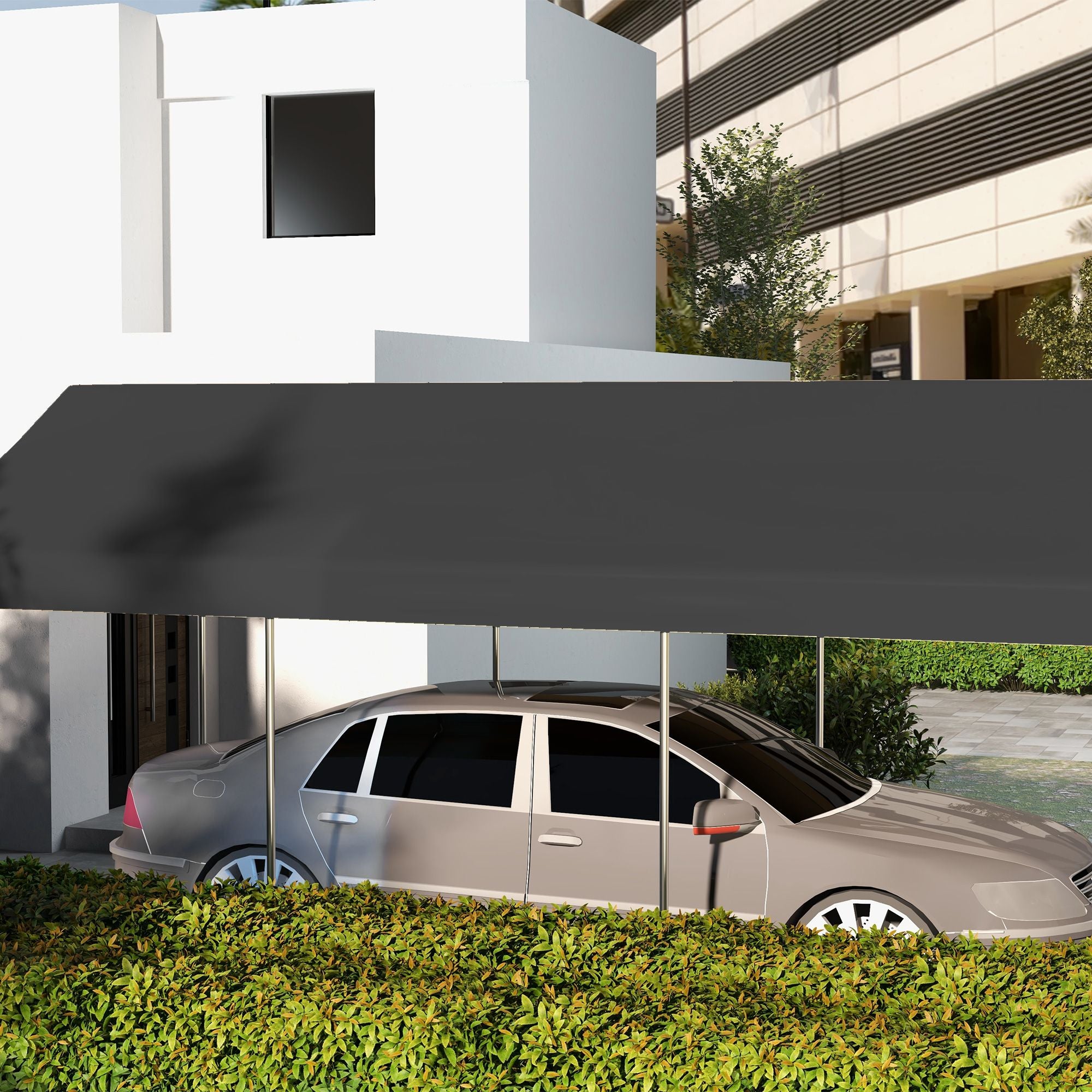 Outsunny 10 x 20 ft Carport Replacement Canopy with Bungee Cords, Dark Gray - product view 8