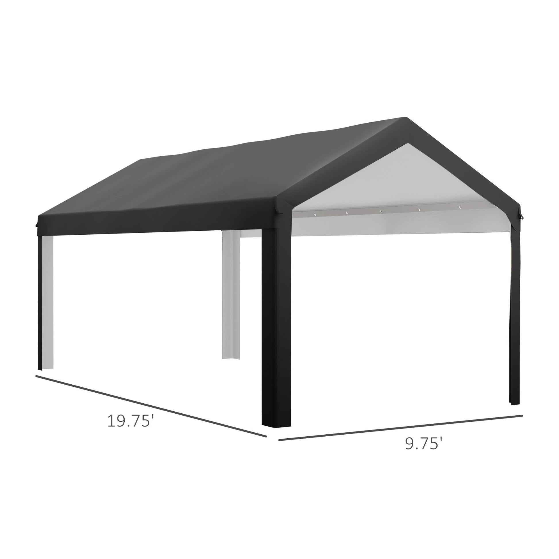 Outsunny 19.6 x 9.7 ft Carport Replacement Roof Canopy, Dark Gray