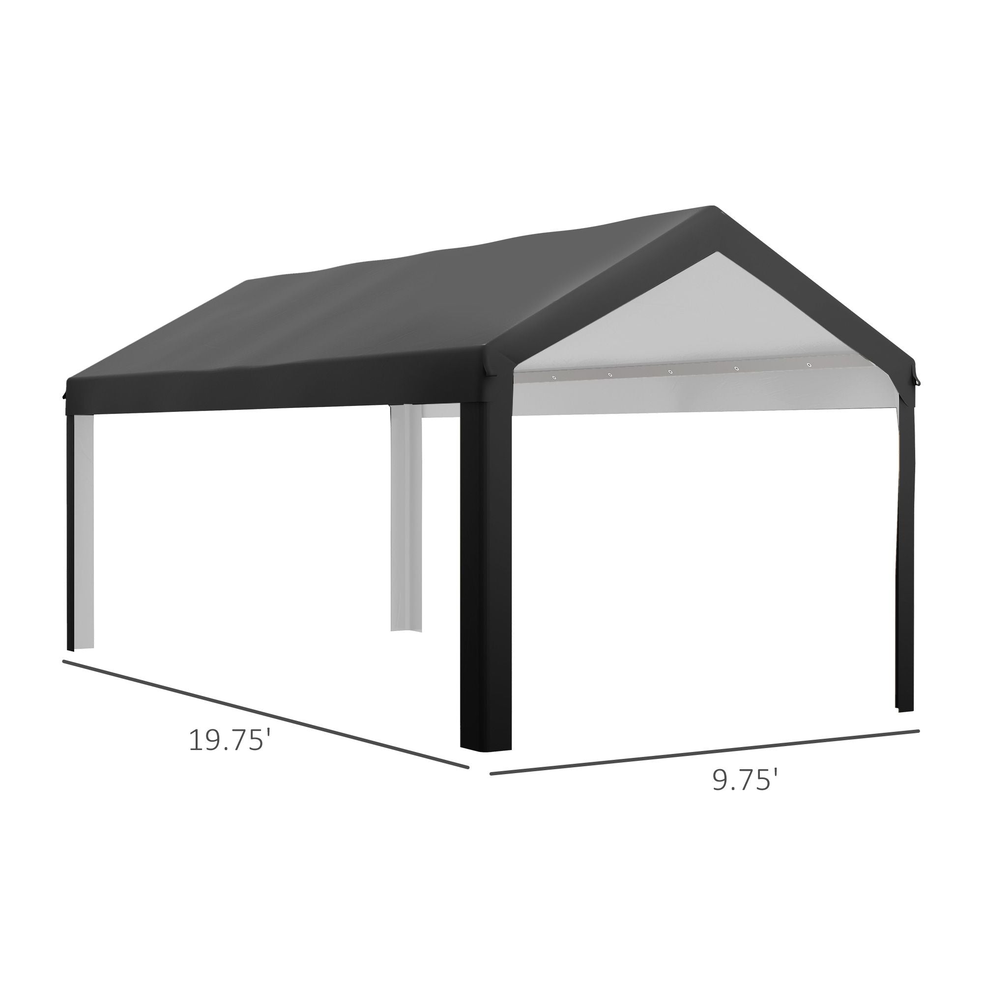 Outsunny 19.6 x 9.7 ft Carport Replacement Roof Canopy, Dark Gray