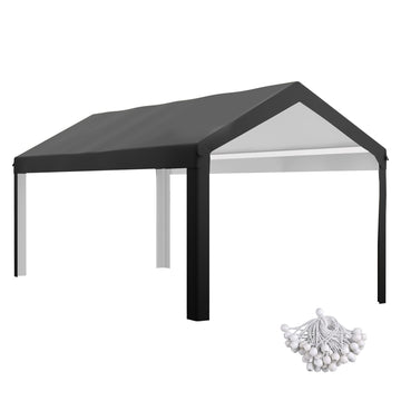 Outsunny 19.6 x 9.7 ft Carport Replacement Roof Canopy, Dark Gray