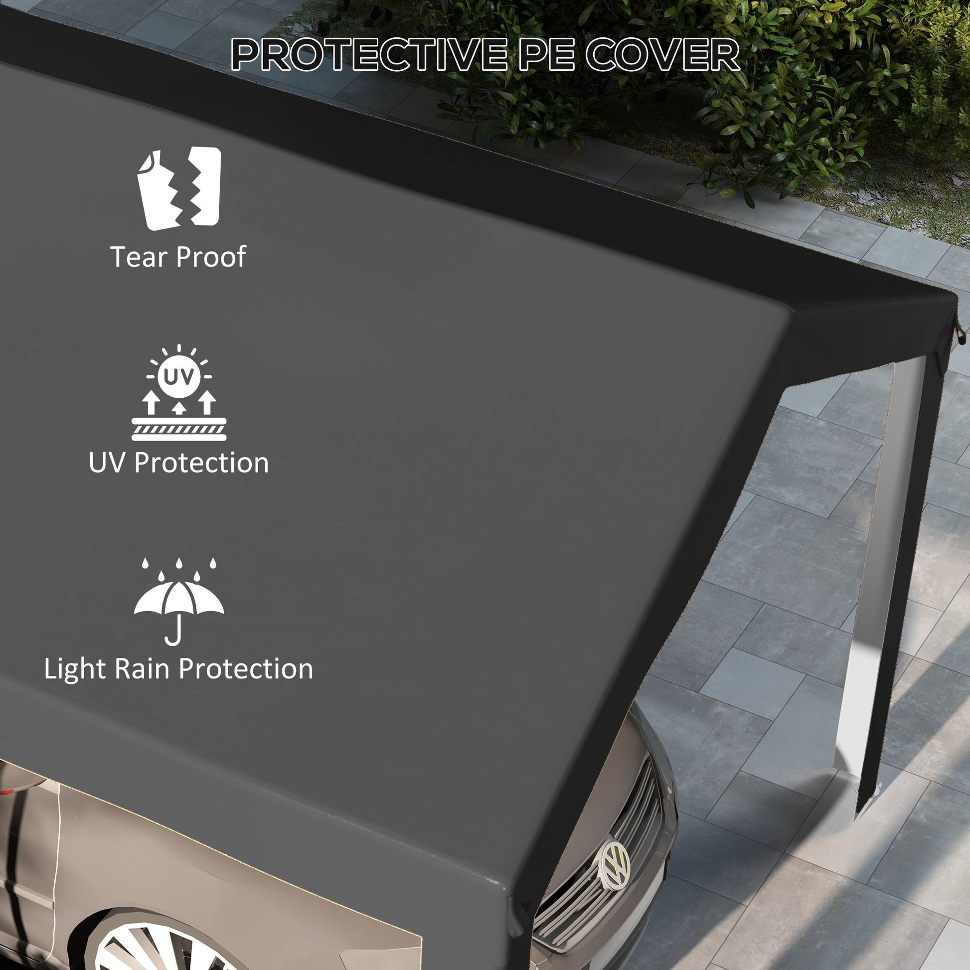 Outsunny 19.6 x 9.7 ft Carport Replacement Roof Canopy, Dark Gray