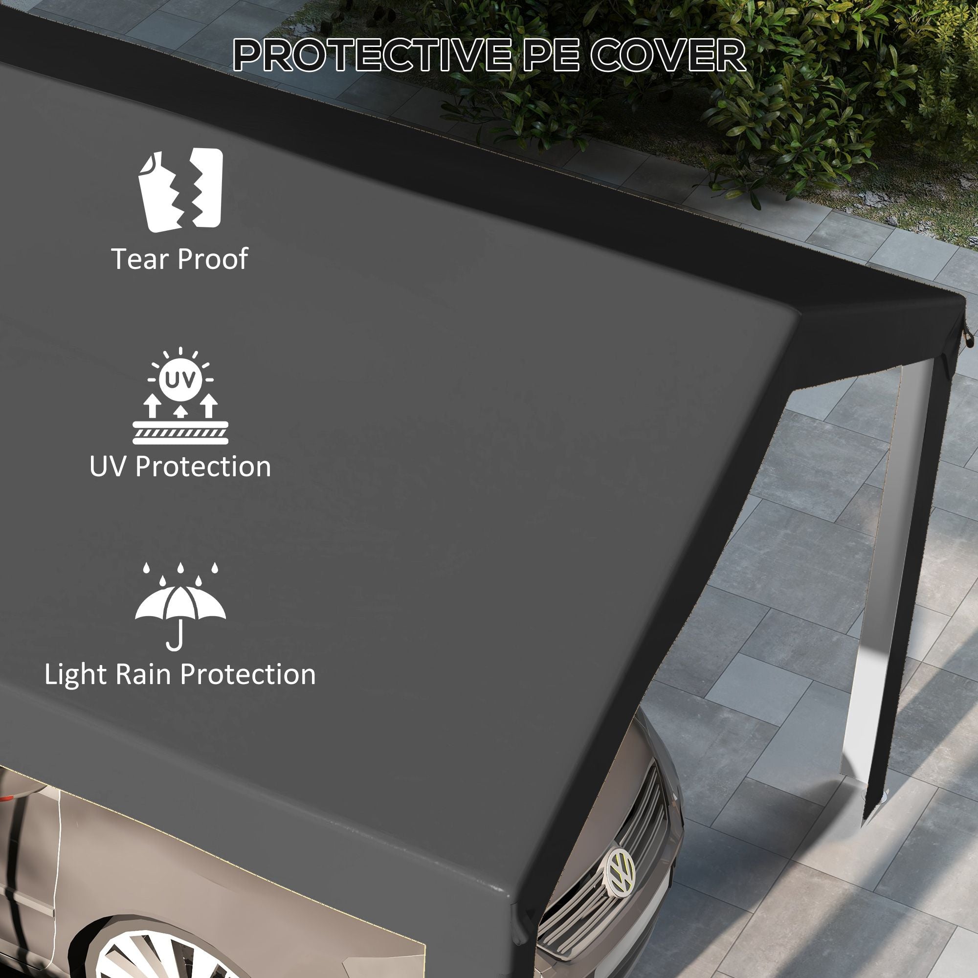 Outsunny 19.6 x 9.7 ft Carport Replacement Roof Canopy, Dark Gray