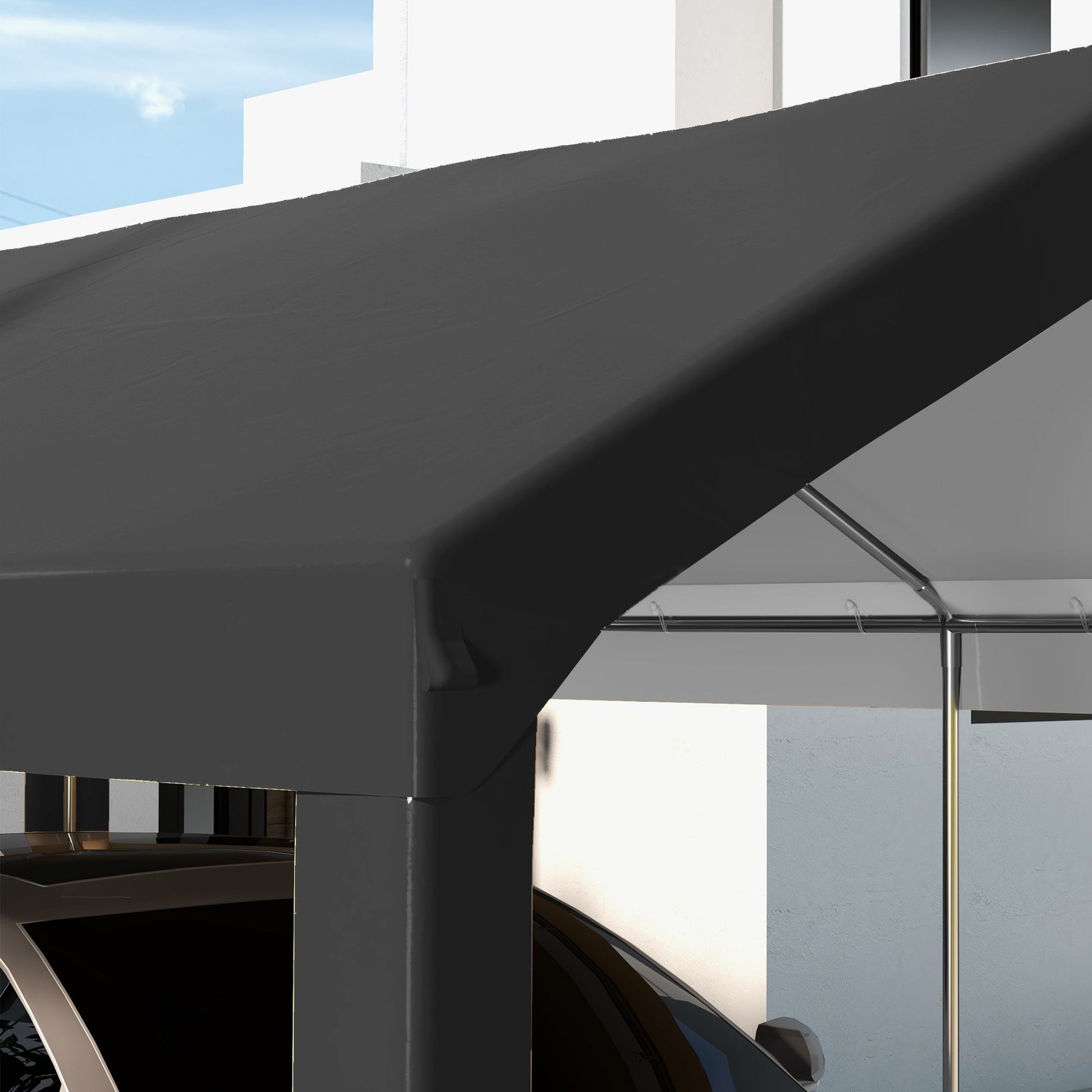 Outsunny 19.6 x 9.7 ft Carport Replacement Roof Canopy, Dark Gray