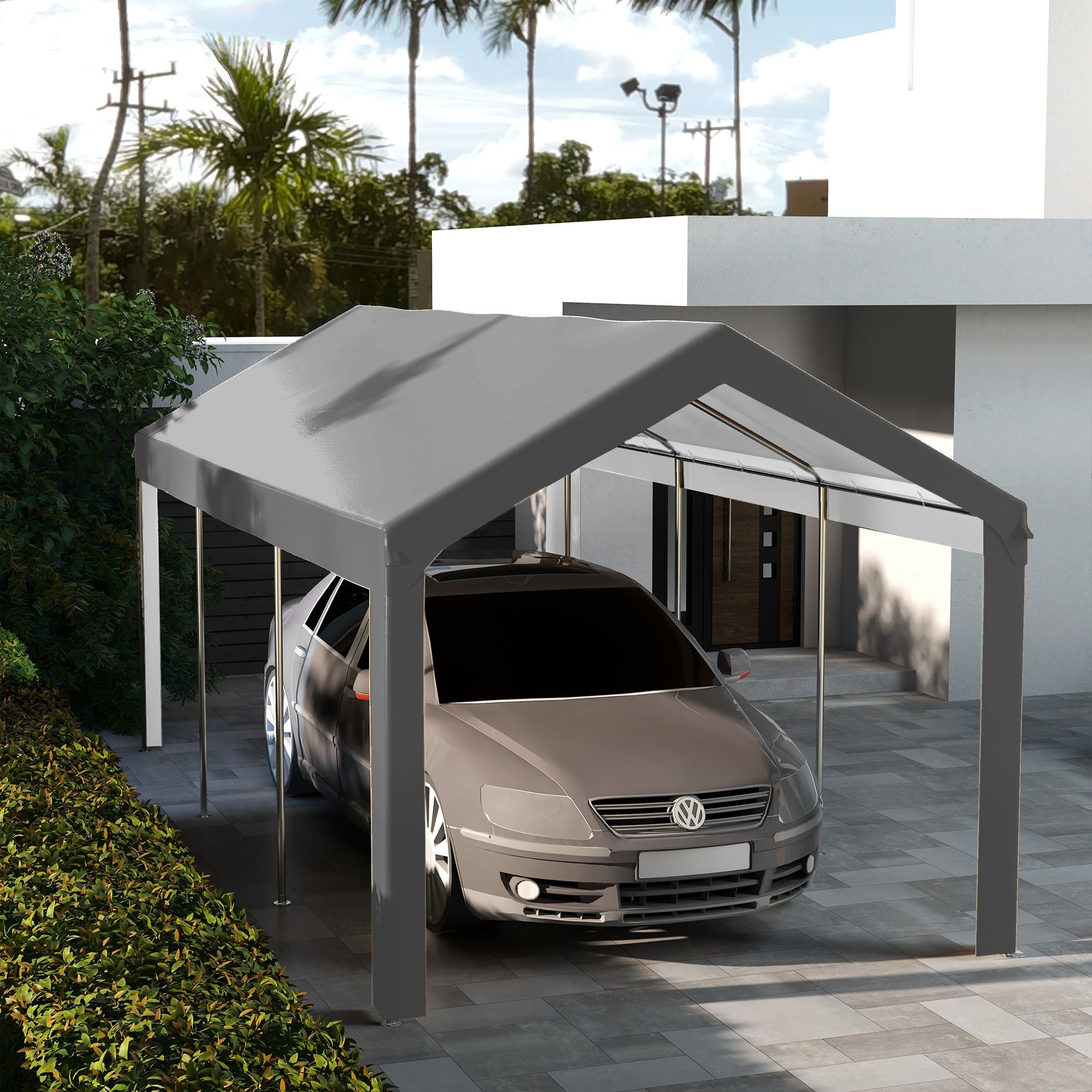Outsunny 19.6 x 9.7 ft Carport Replacement Roof Canopy, Dark Gray