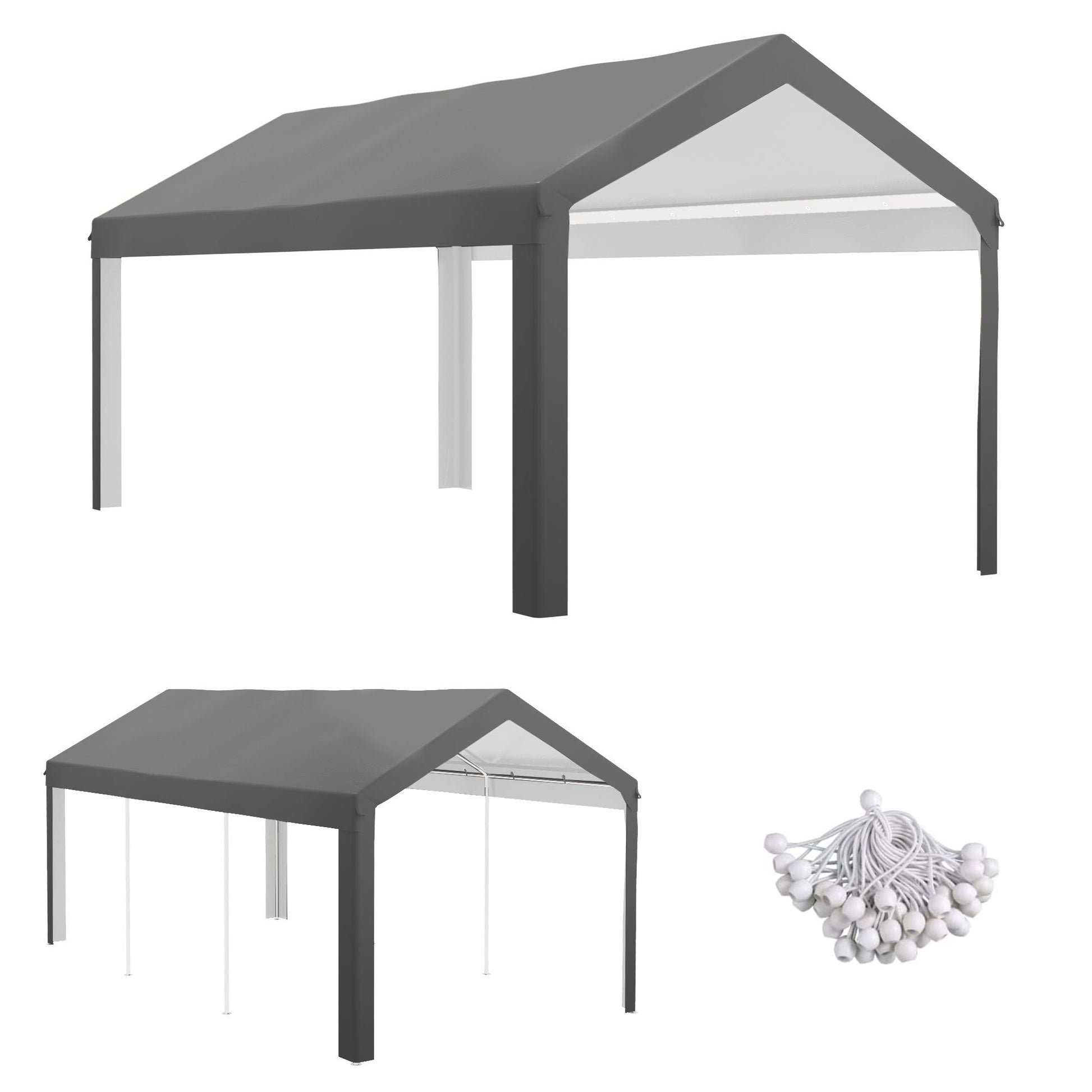 Outsunny 19.6 x 9.7 ft Carport Replacement Roof Canopy, Dark Gray