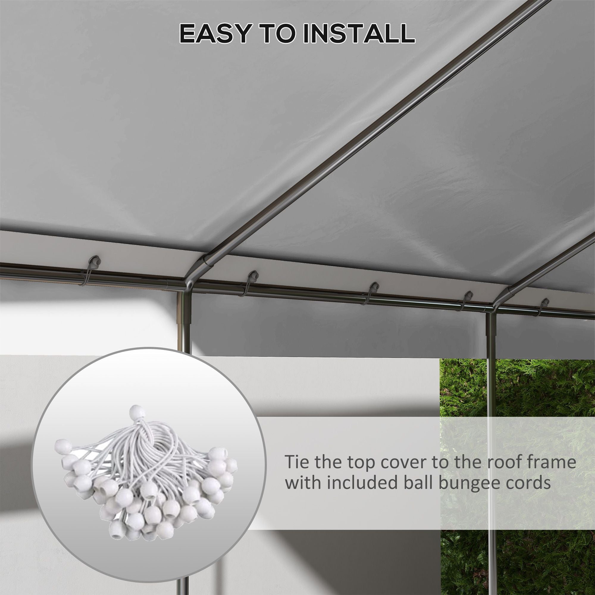 Outsunny 19.6 x 9.7 ft Carport Replacement Roof Canopy, Dark Gray