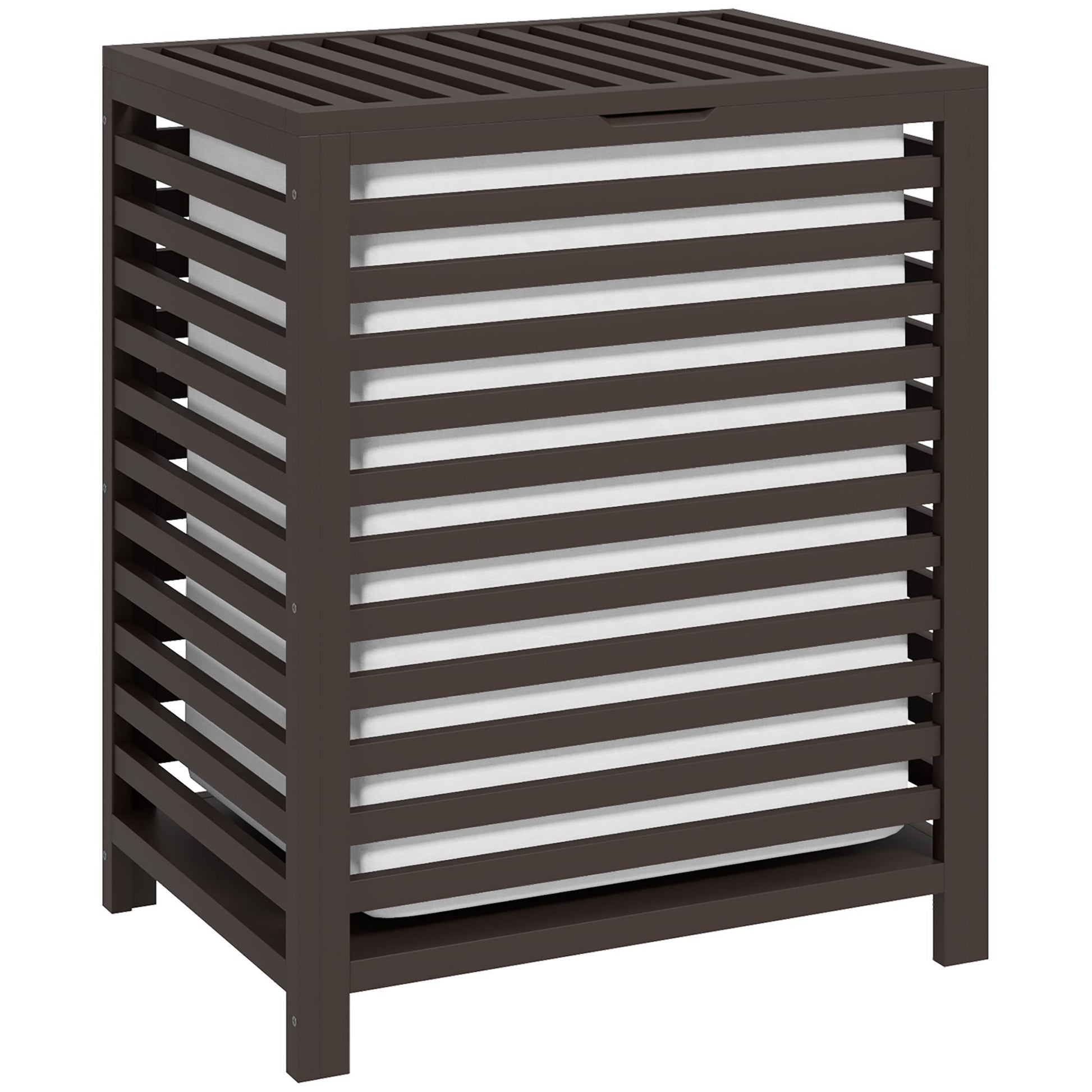 HOMCOM 55 L Bamboo Laundry Hamper with Lid and Liner, Coffee