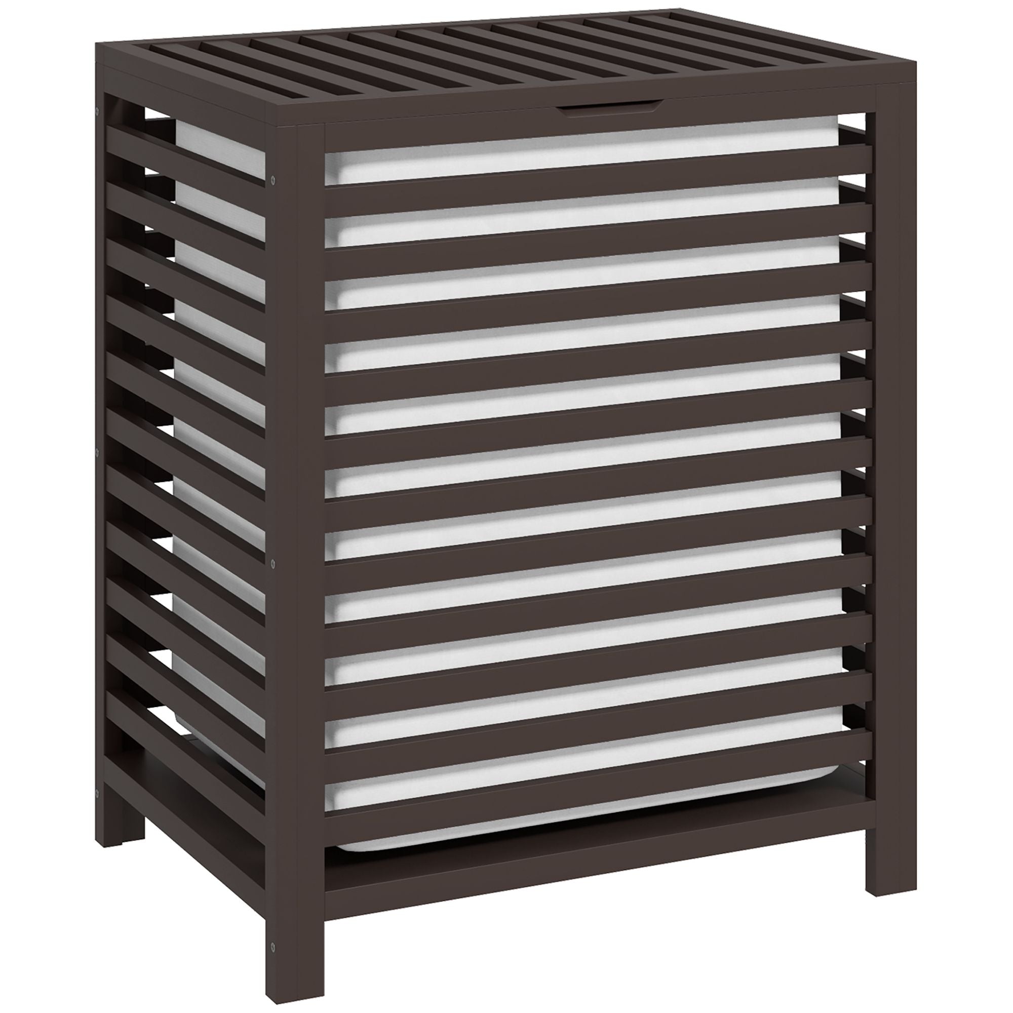 HOMCOM 55 L Bamboo Laundry Hamper with Lid and Liner, Coffee