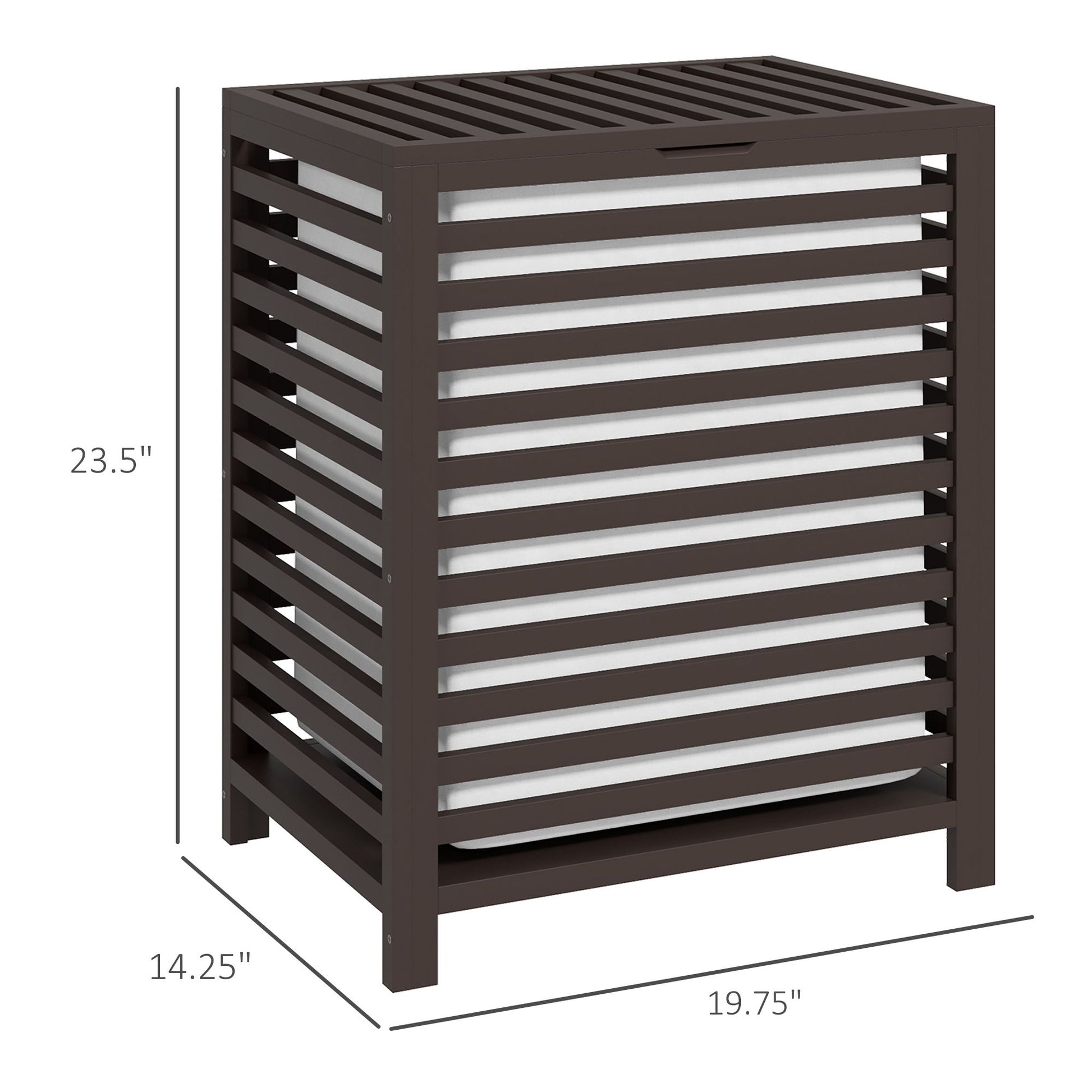 HOMCOM 55 L Bamboo Laundry Hamper with Lid and Liner, Coffee