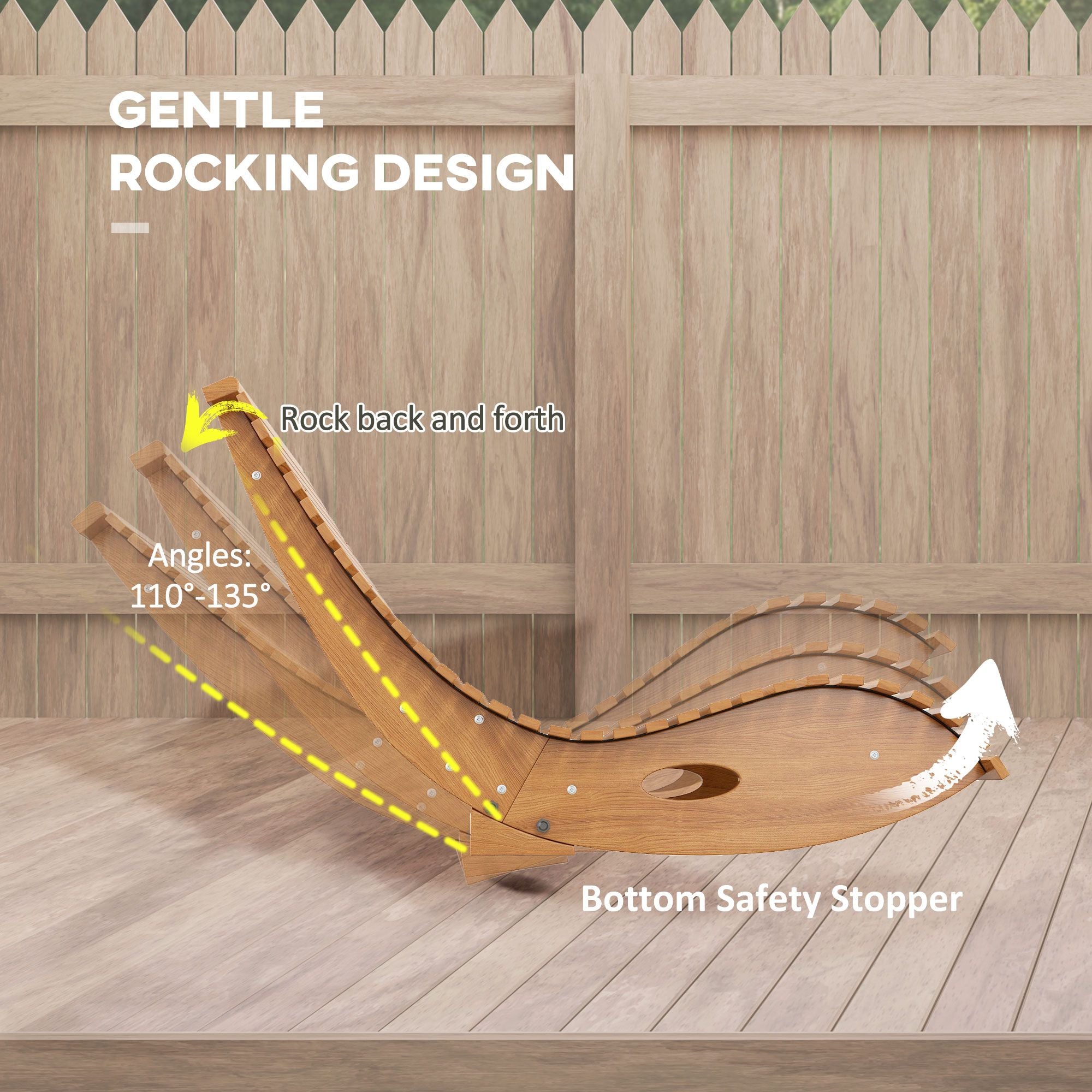 Outsunny Wooden Outdoor Rocking Chair, Teak