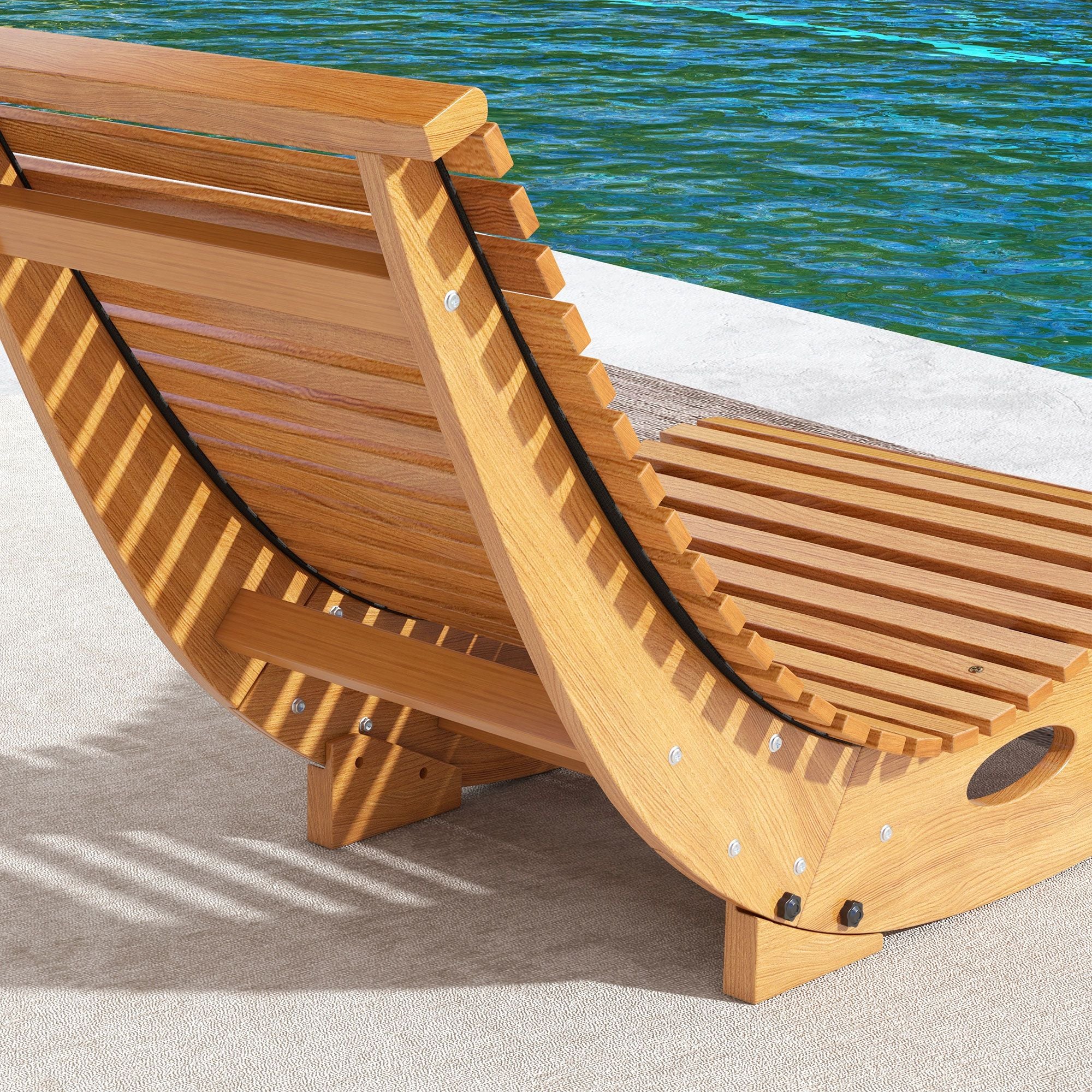Outsunny Wooden Outdoor Rocking Chair, Teak