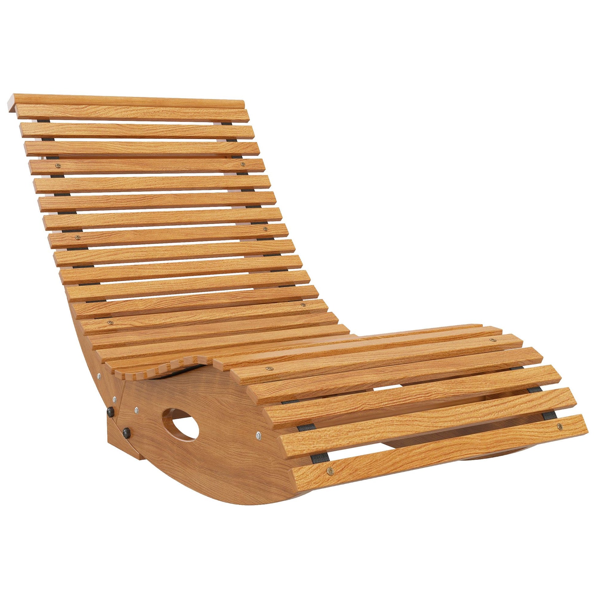 Outsunny Wooden Outdoor Rocking Chair, Teak