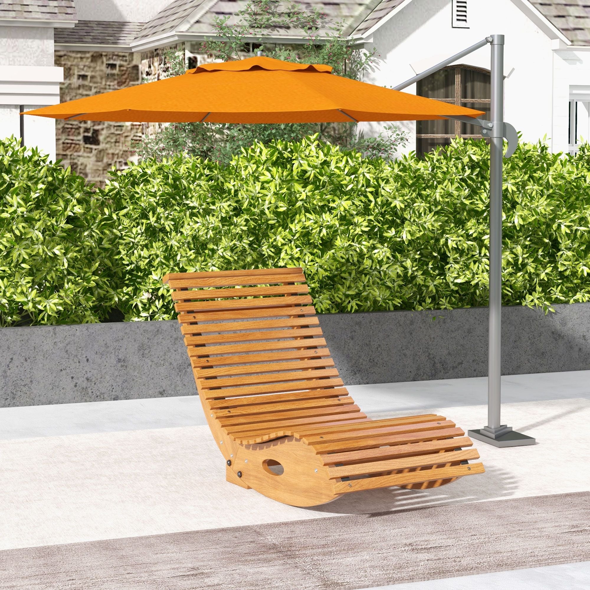 Outsunny Wooden Outdoor Rocking Chair, Teak