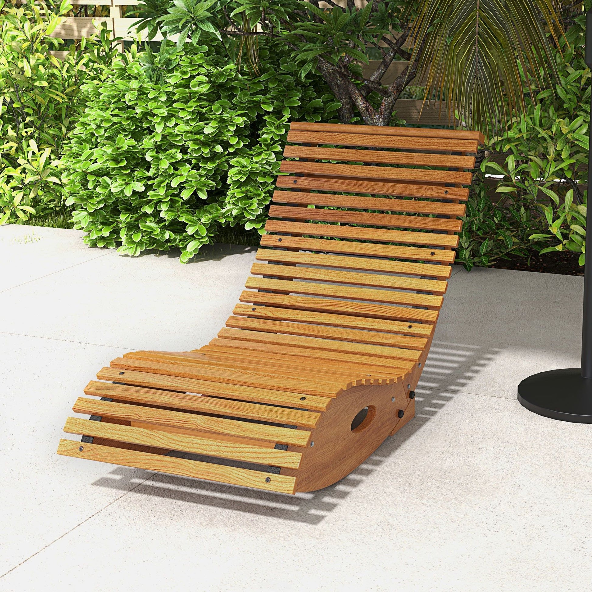 Outsunny Wooden Outdoor Rocking Chair, Teak