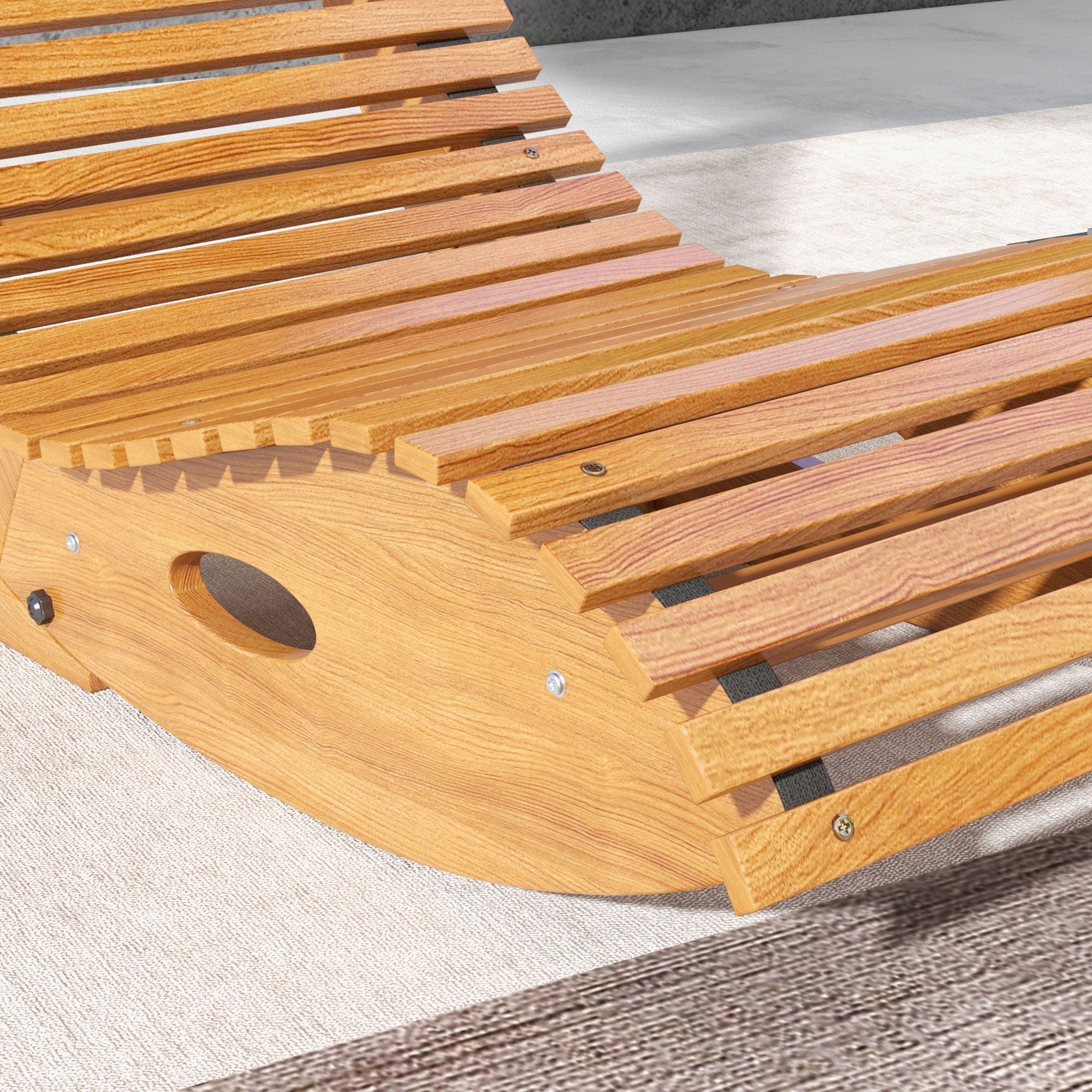 Outsunny Wooden Outdoor Rocking Chair, Teak
