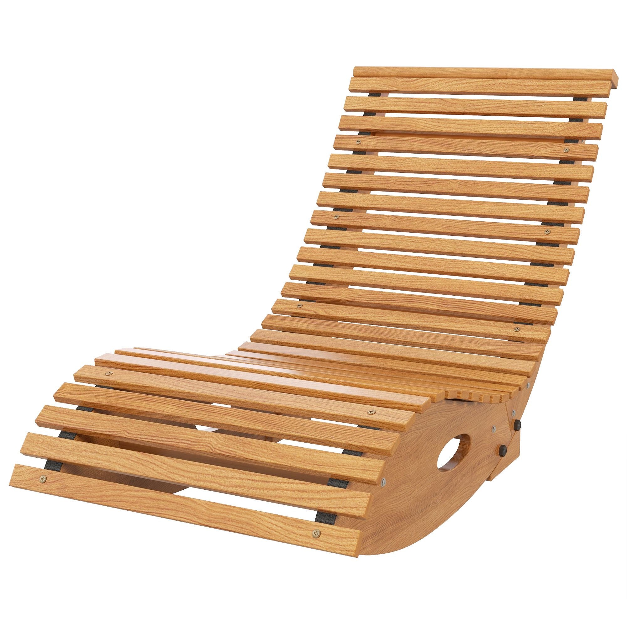 Outsunny Wooden Outdoor Rocking Chair, Teak