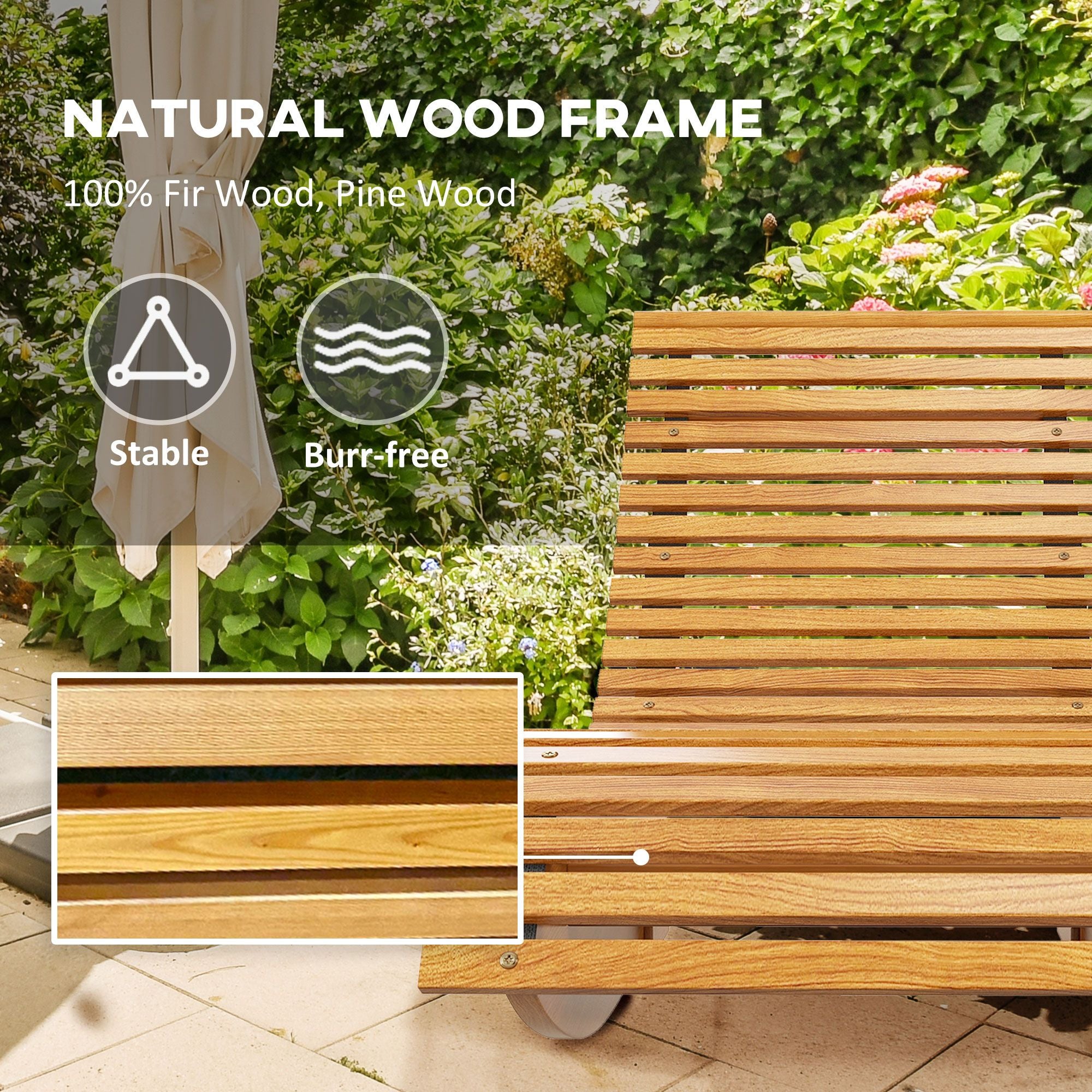 Outsunny Wooden Outdoor Rocking Chair, Teak