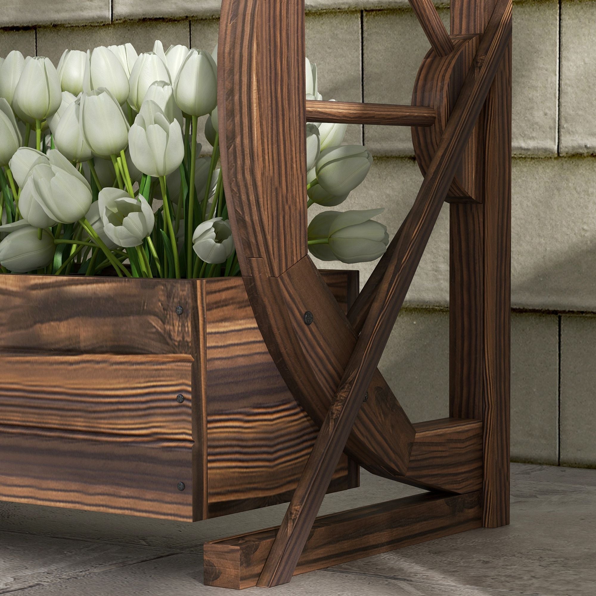 Outsunny 2-Tier Wooden Wagon Raised Garden Bed, Carbonized