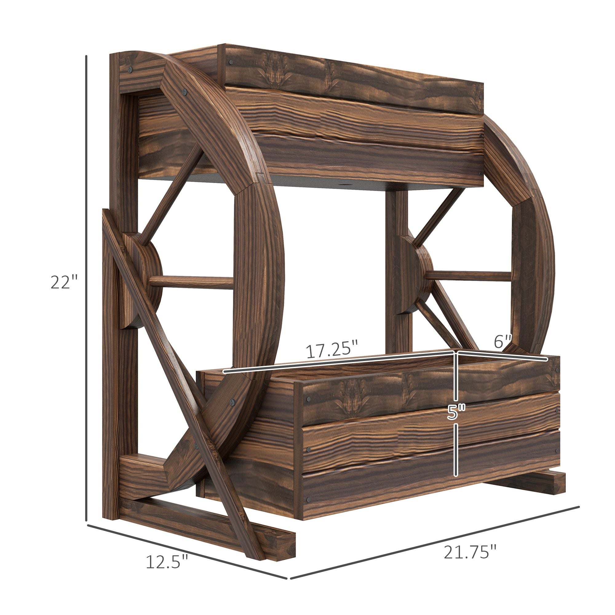 Outsunny 2-Tier Wooden Wagon Raised Garden Bed, Carbonized