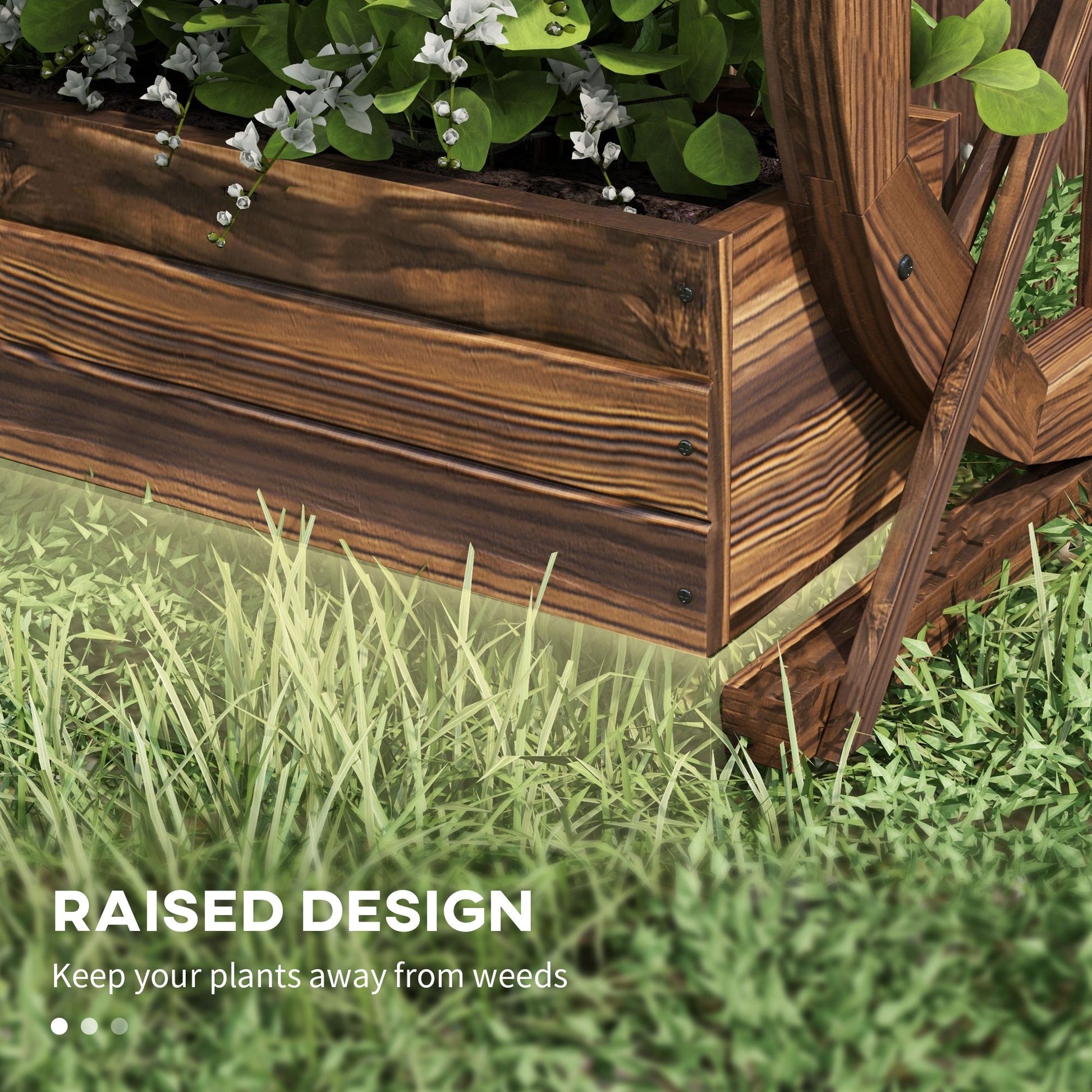 Outsunny 2-Tier Wooden Wagon Raised Garden Bed, Carbonized