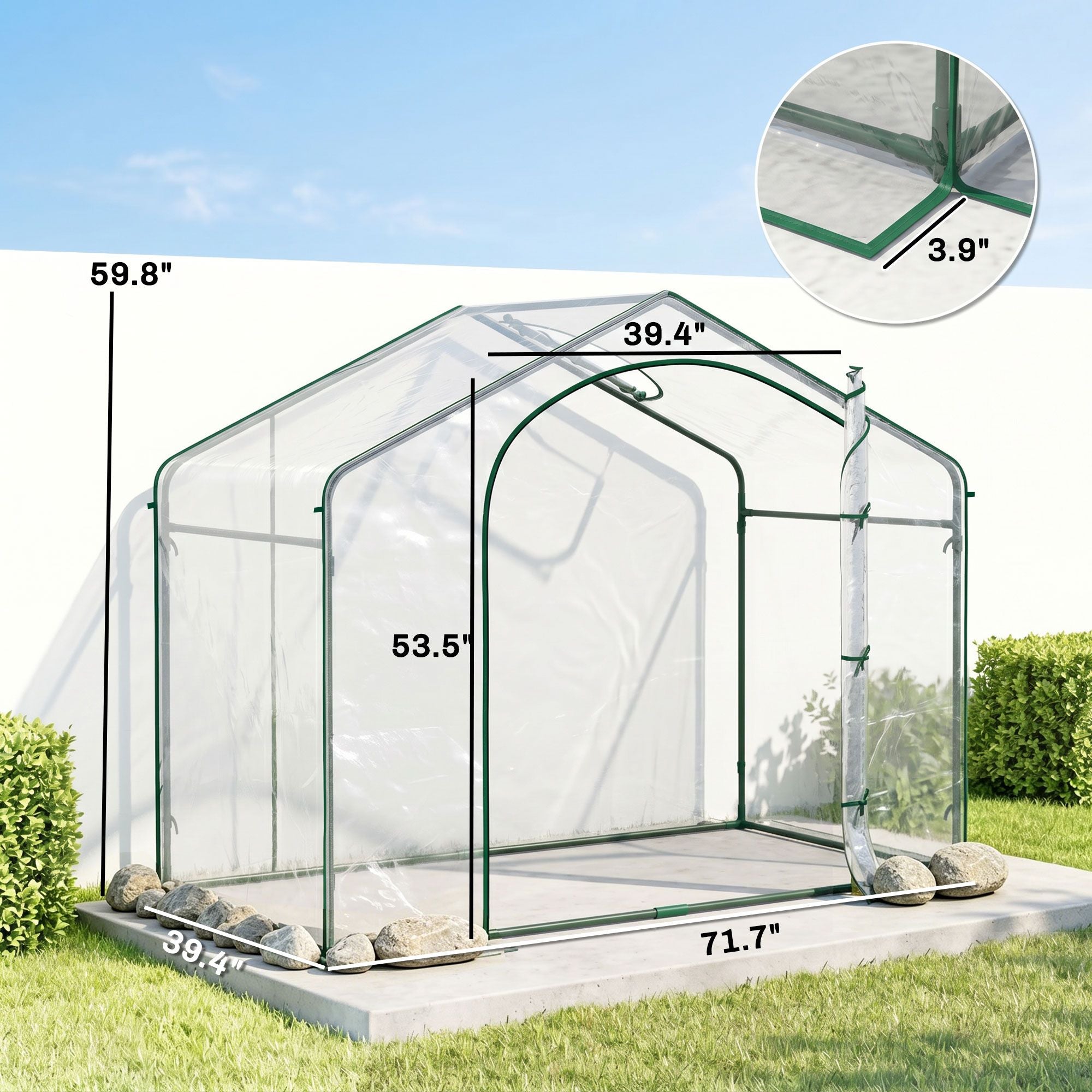 Outsunny 6 x 3 x 5 ft Portable Walk-In Greenhouse with PVC Cover - product view 3