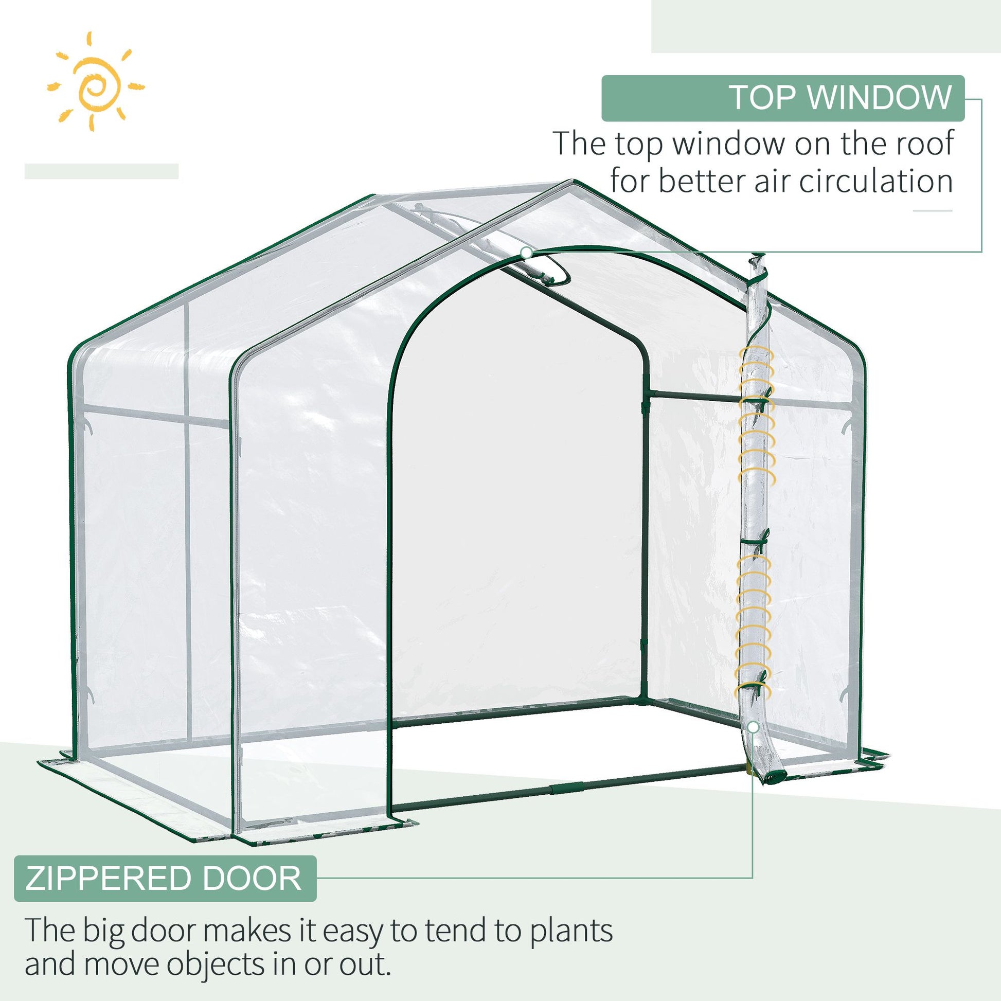 Outsunny 6 x 3 x 5 ft Portable Walk-In Greenhouse with PVC Cover - product view 4