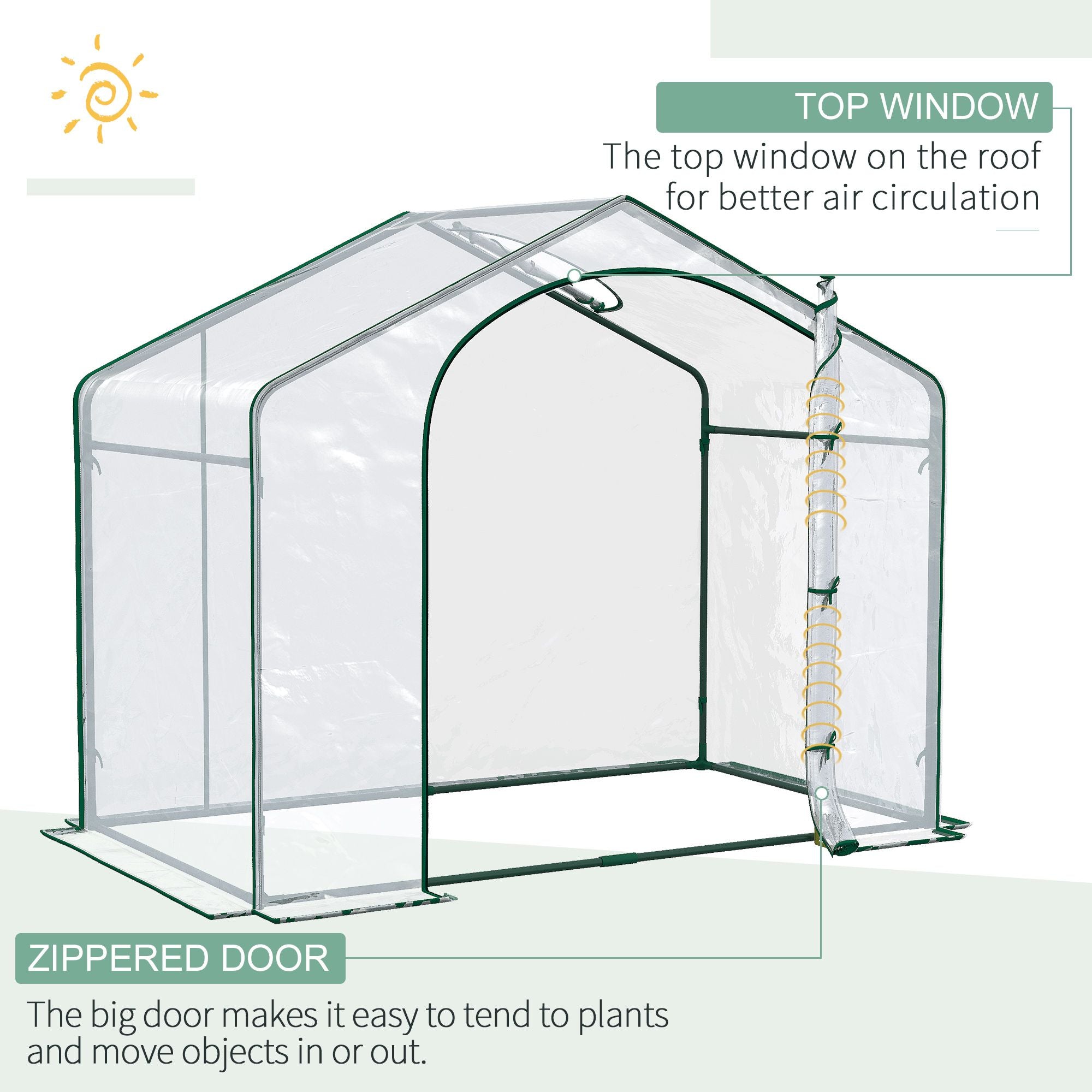 Outsunny 6 x 3 x 5 ft Portable Walk-In Greenhouse with PVC Cover - product view 4